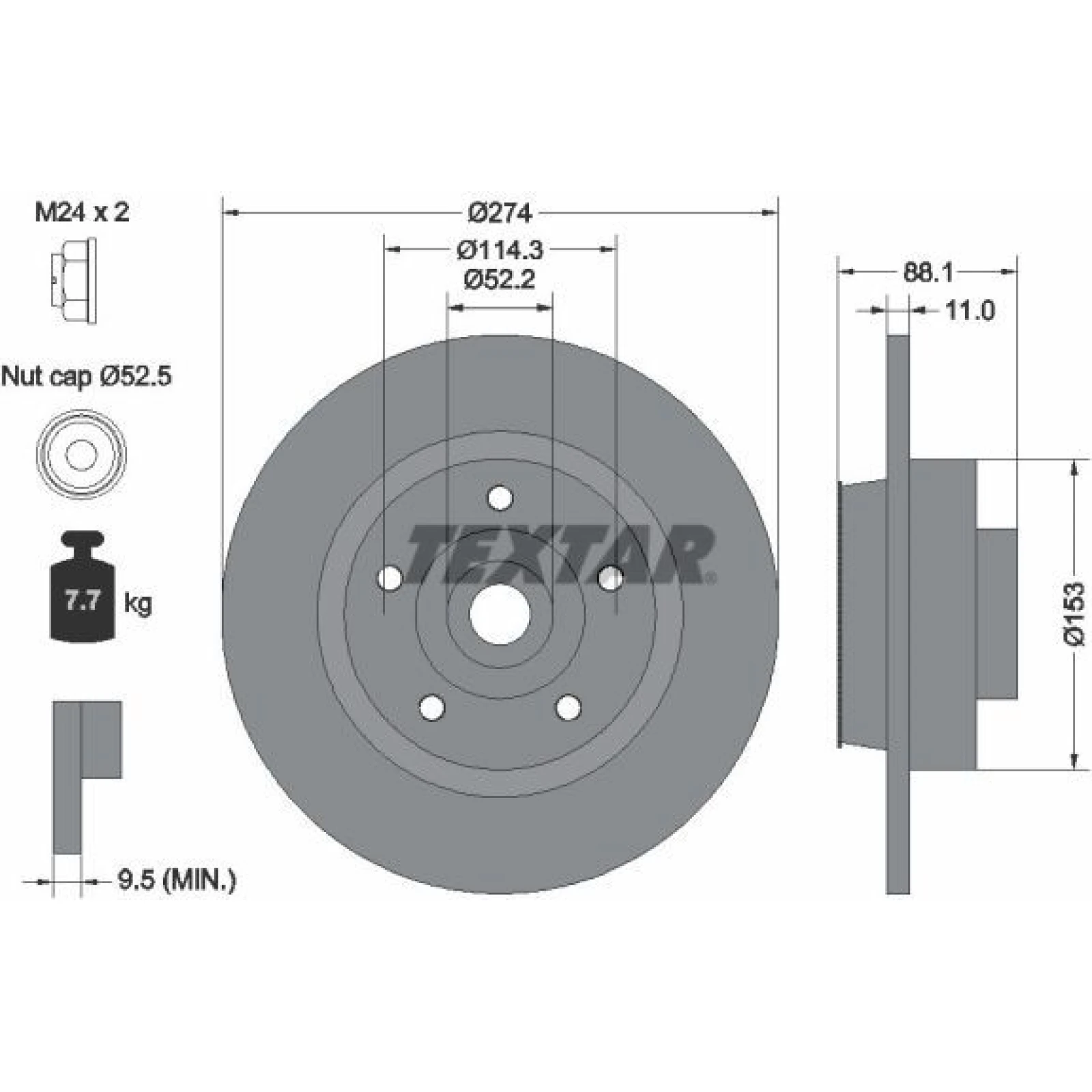 Textar Bremsscheibe Renault T. Grand Scenic 09- Set Mit Abs-Lager 92232603