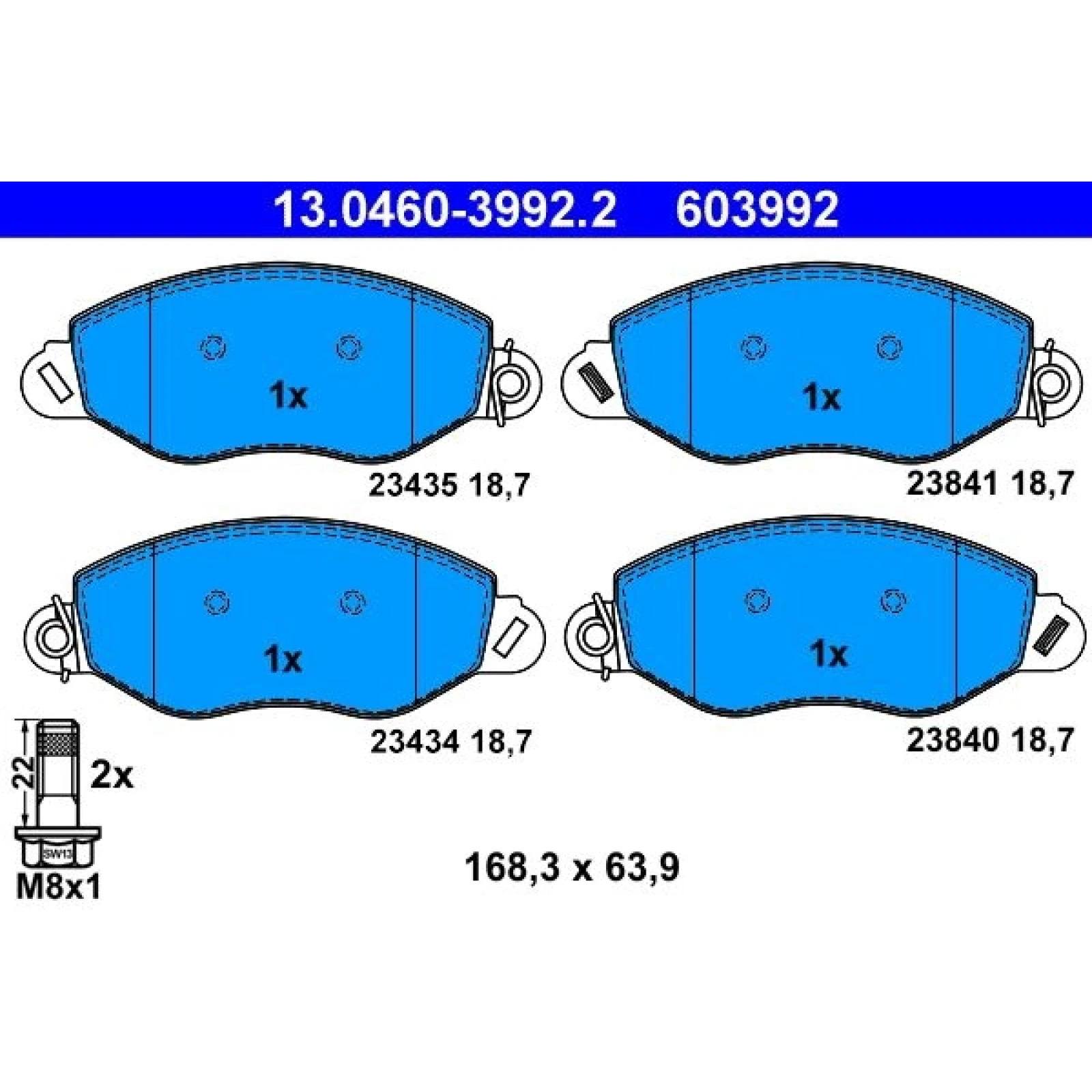 Bremsbelagsatz Ford P. Transit 2.0-2.4 Tdci 00-06 13.0460-3992.2