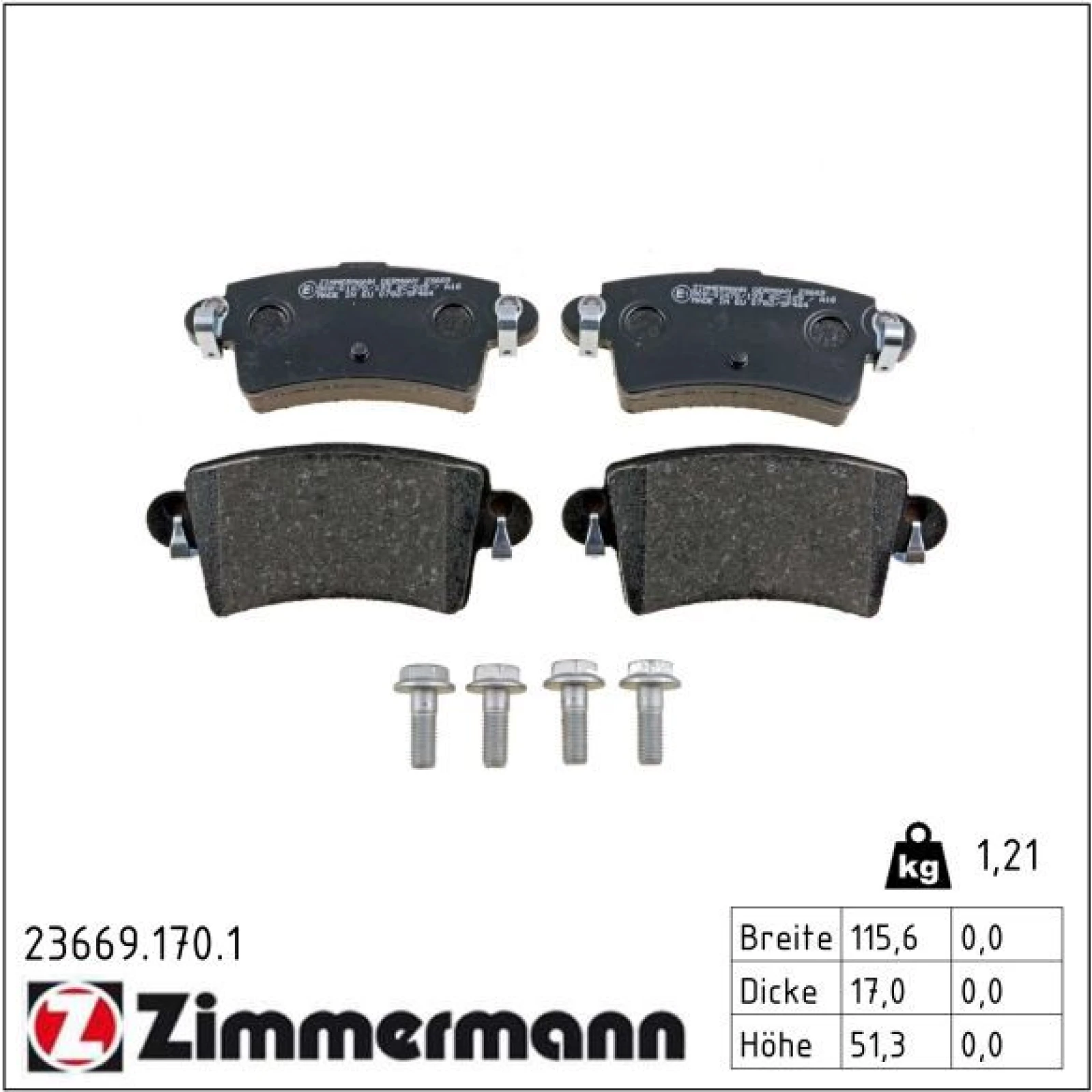 ZIMMERMANN Bremsbeläge 23669.170.1