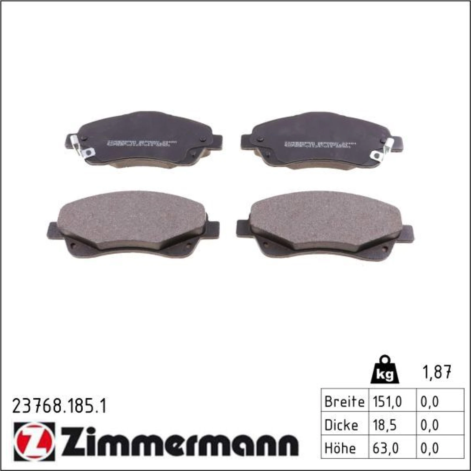 ZIMMERMANN Bremsbeläge 23768.185.1