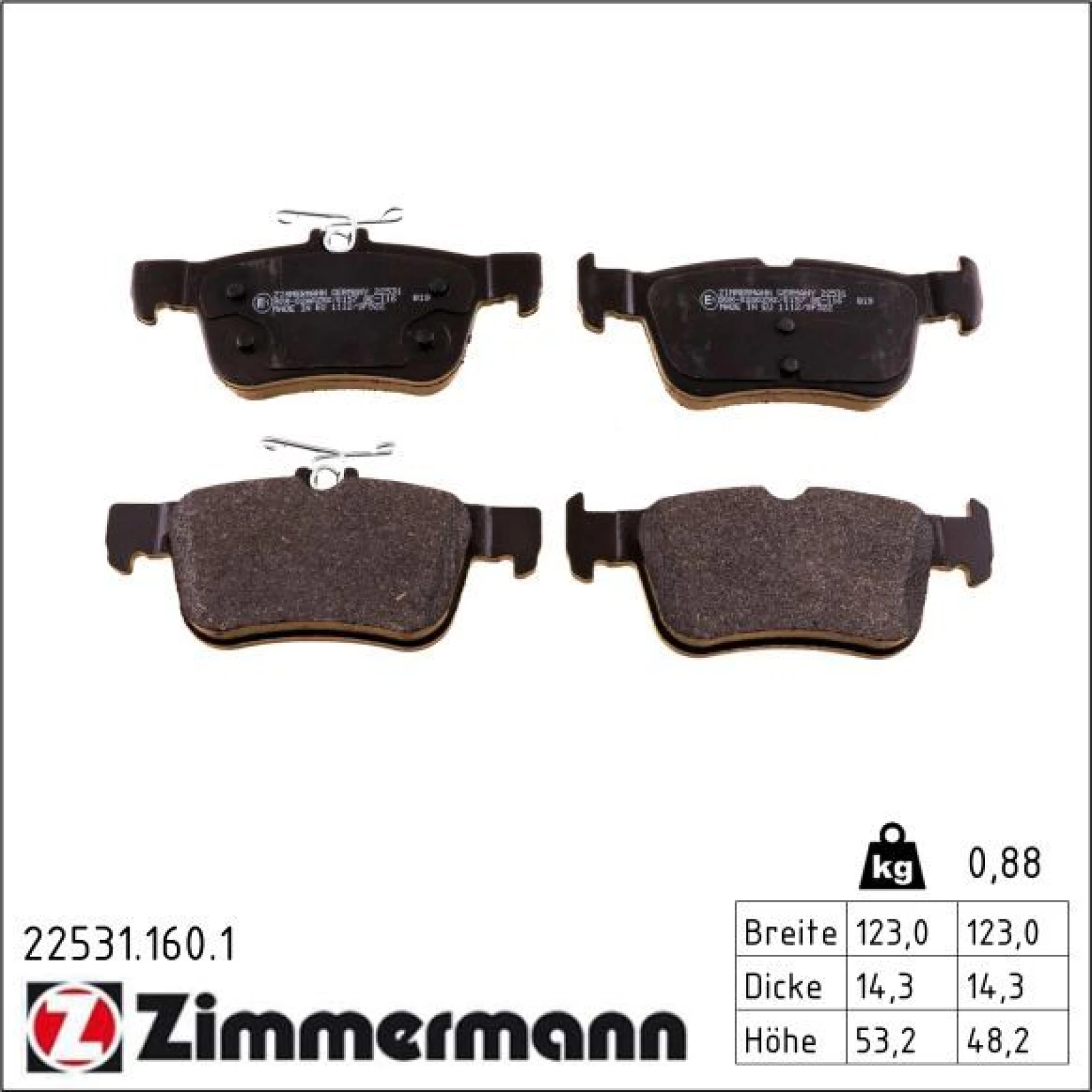 ZIMMERMANN Bremsbelagsatz, Scheibenbremse 22531.160.1
