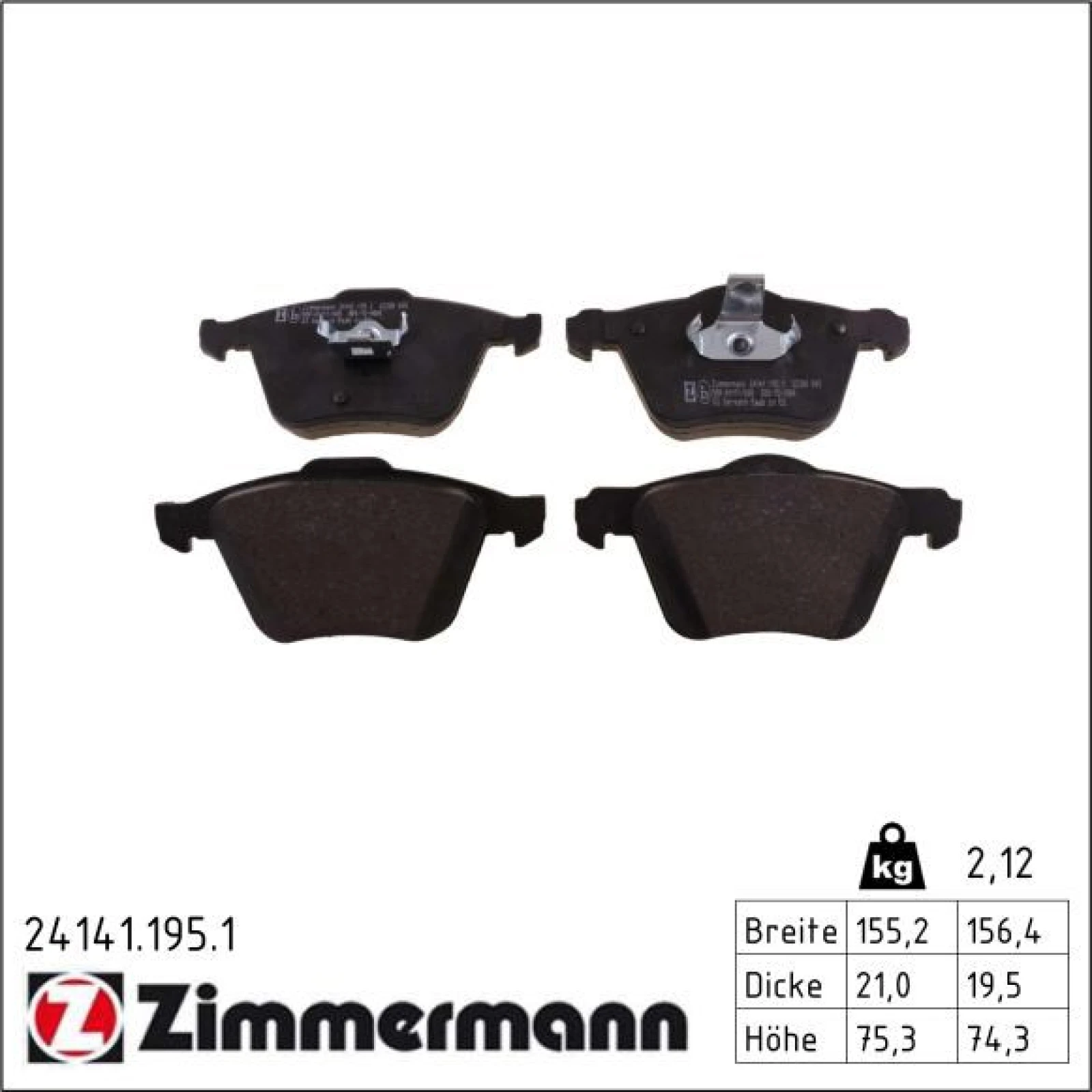 ZIMMERMANN Bremsbeläge 24141.195.1
