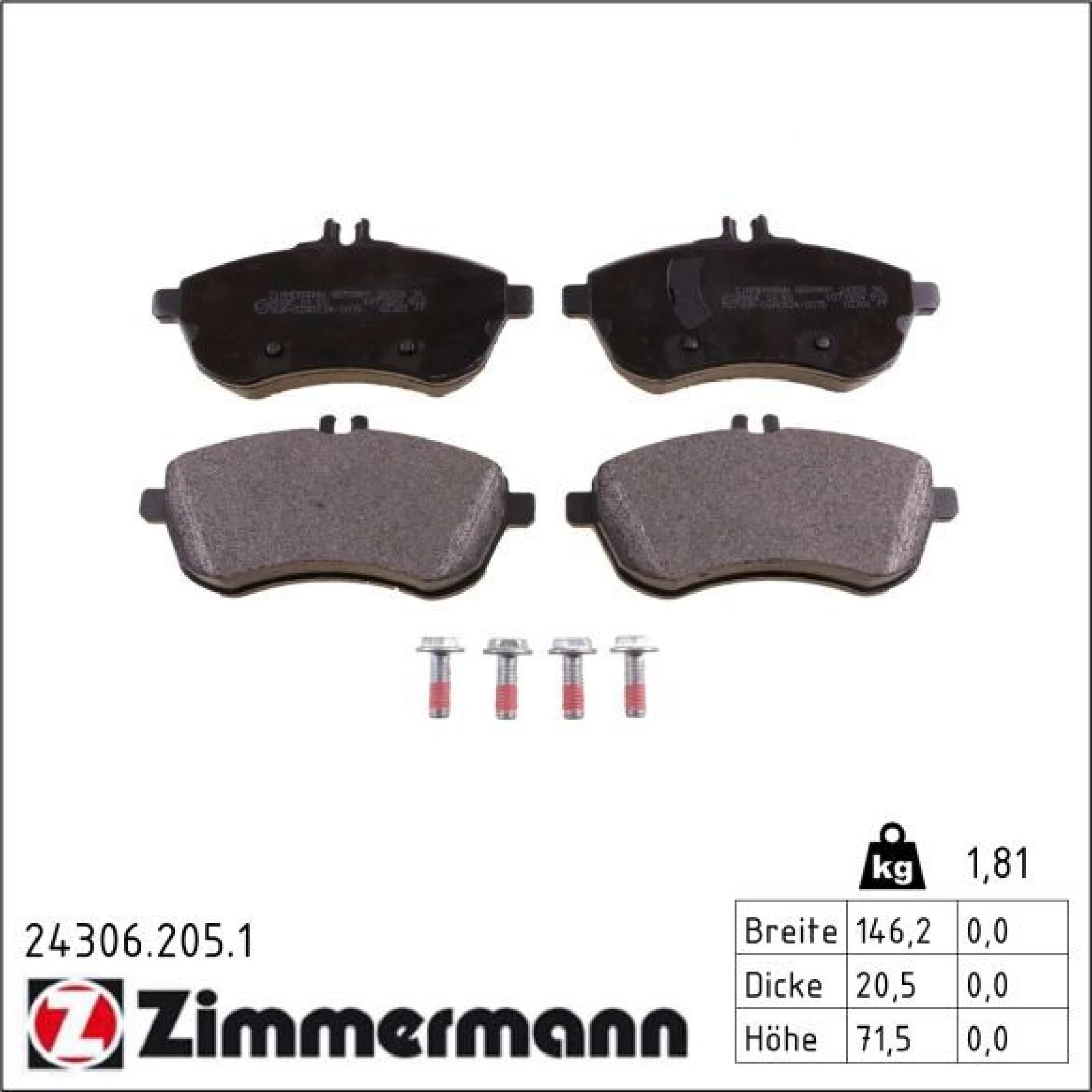 ZIMMERMANN Bremsbeläge 24306.205.1