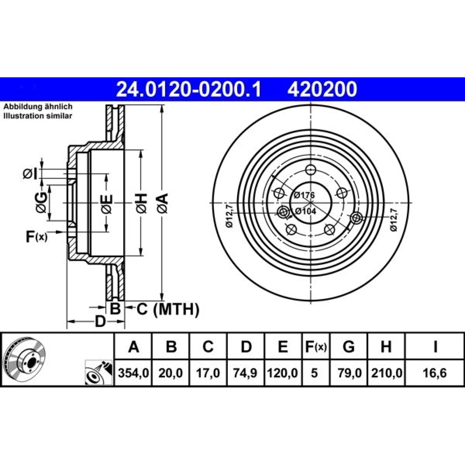 ATE Bremsscheibe 24.0120-0200.1
