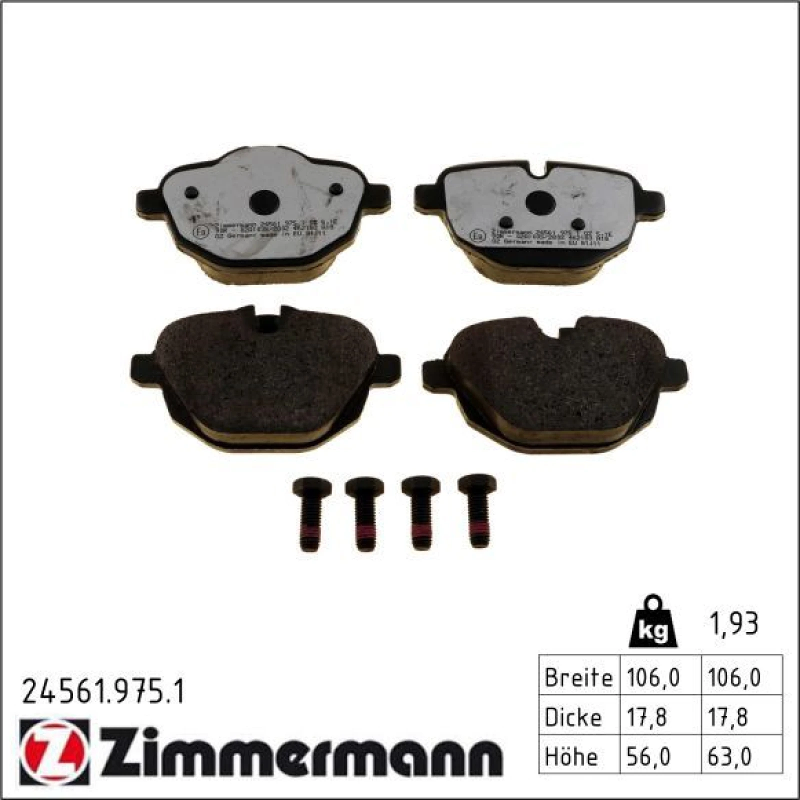 ZIMMERMANN Bremsbeläge 24561.975.1