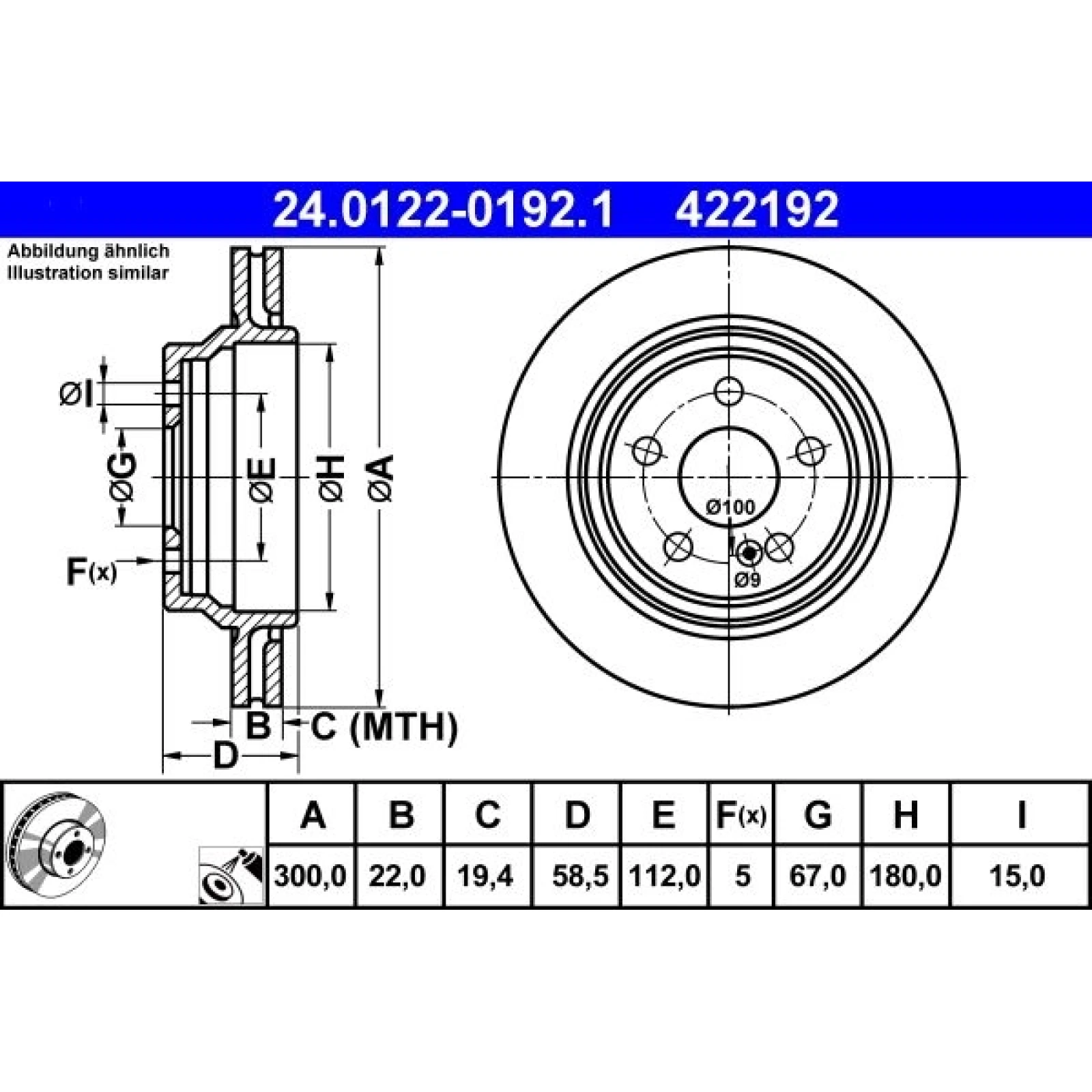Bremsscheibe Db T. W220 3,7-5,0 98-05 24.0122-0192.1