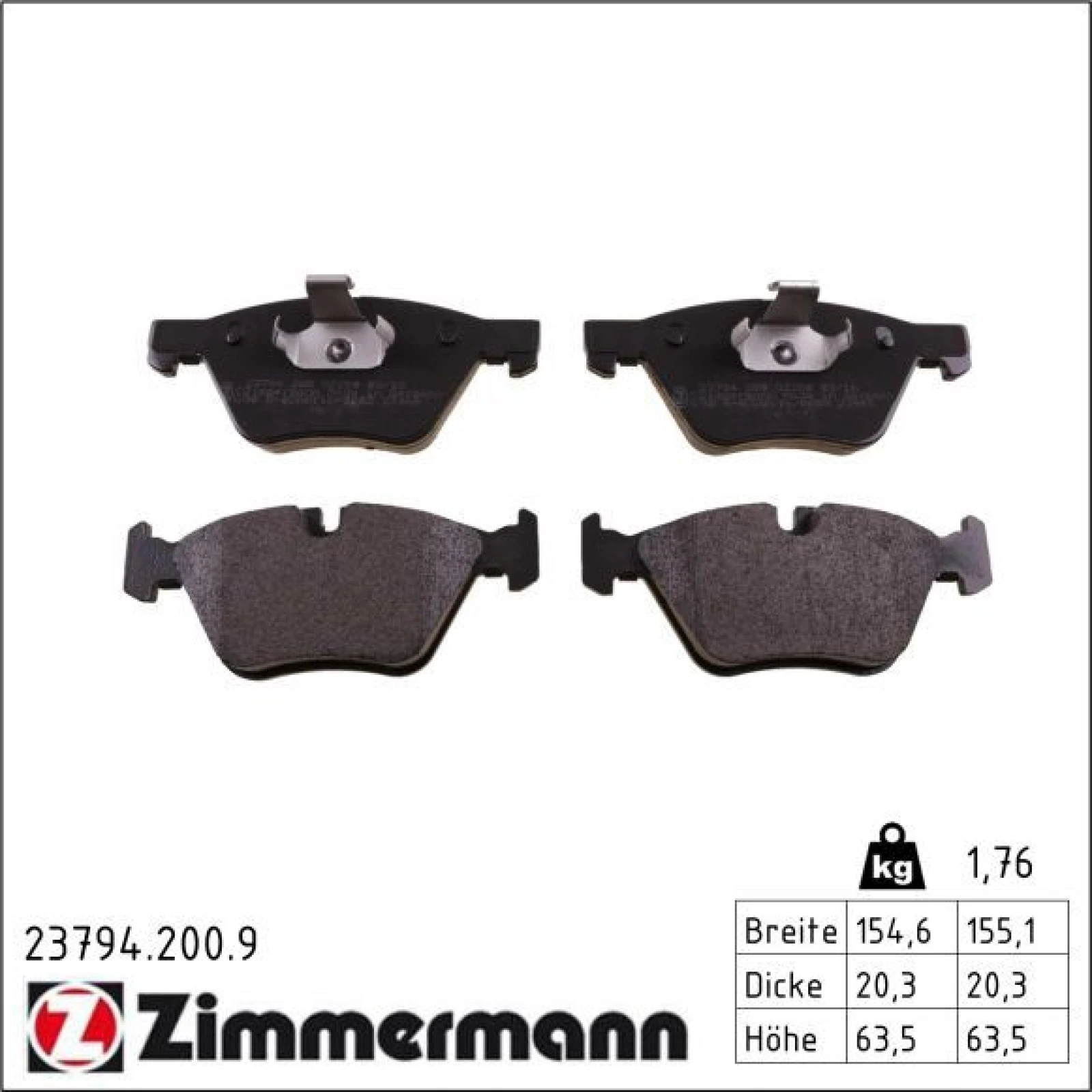 ZIMMERMANN Bremsbeläge 23794.200.9