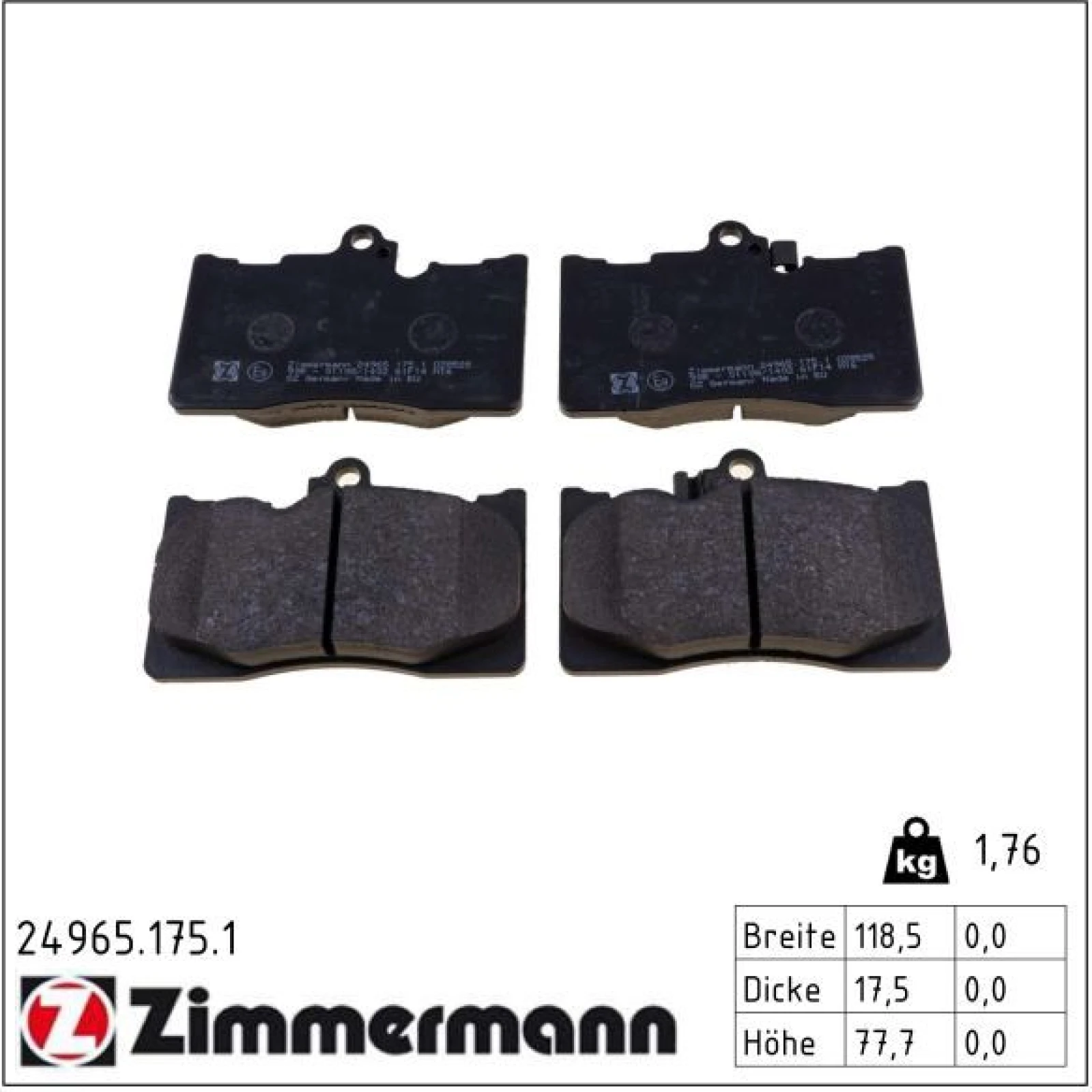 ZIMMERMANN Bremsbeläge 24965.175.1