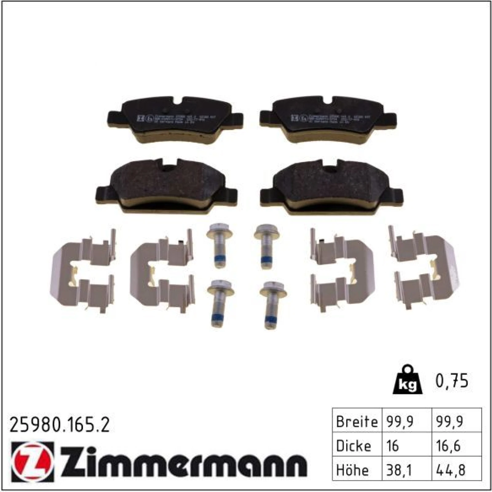 ZIMMERMANN Bremsbeläge 25980.165.2