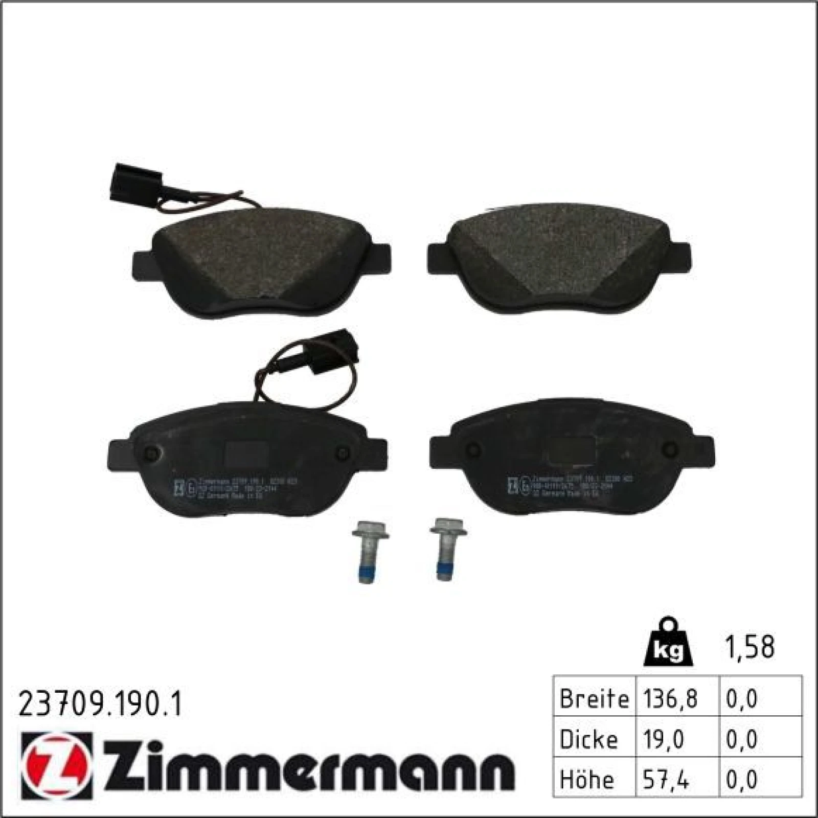 ZIMMERMANN Bremsbeläge 23709.190.1
