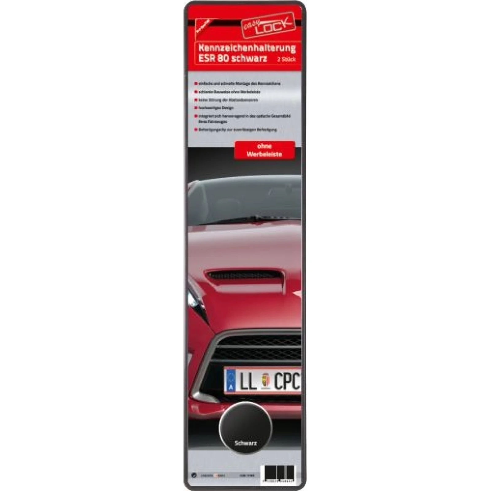 KZH Auto 1 zeilig ESR80 Schwarz 2 Stück 11180B