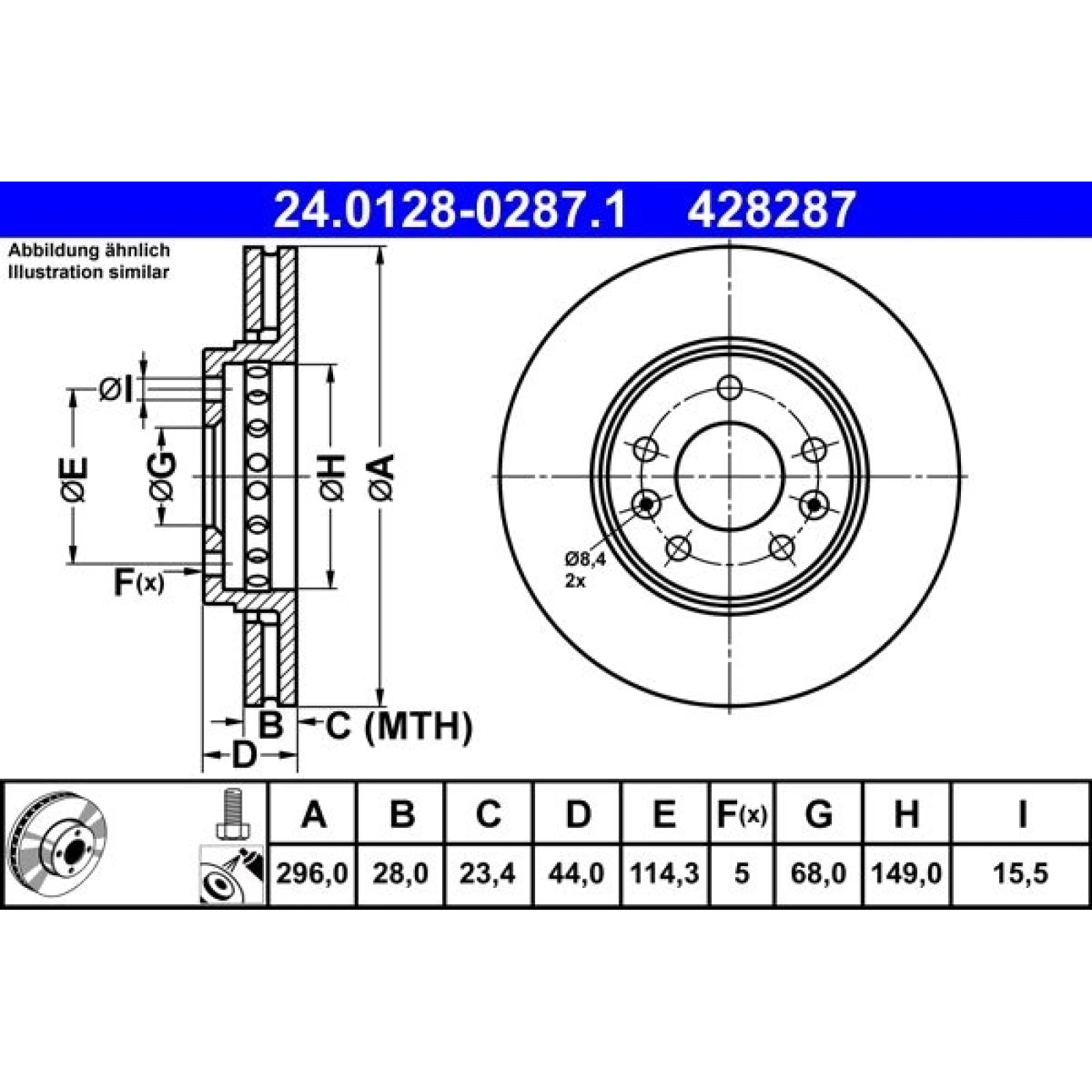 Bremsscheibe 24.0128-0287.1