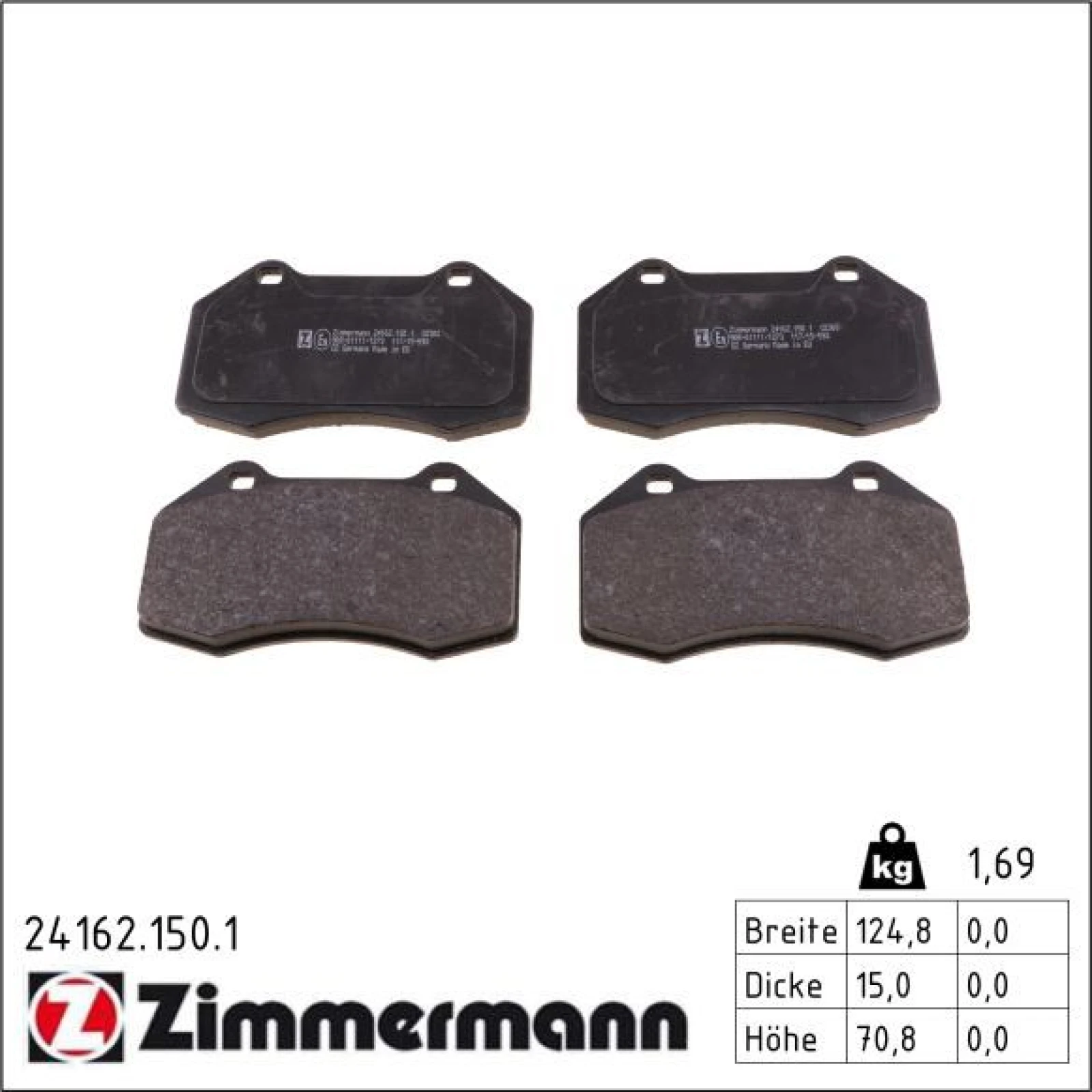 ZIMMERMANN Bremsbeläge 24162.150.1