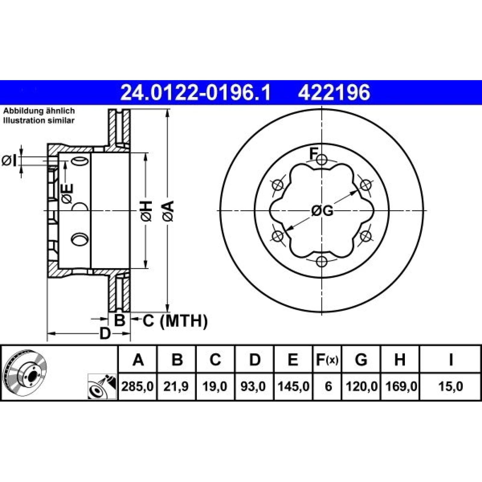 Bremsscheibe Db T. Sprinter 95-06 24.0122-0196.1