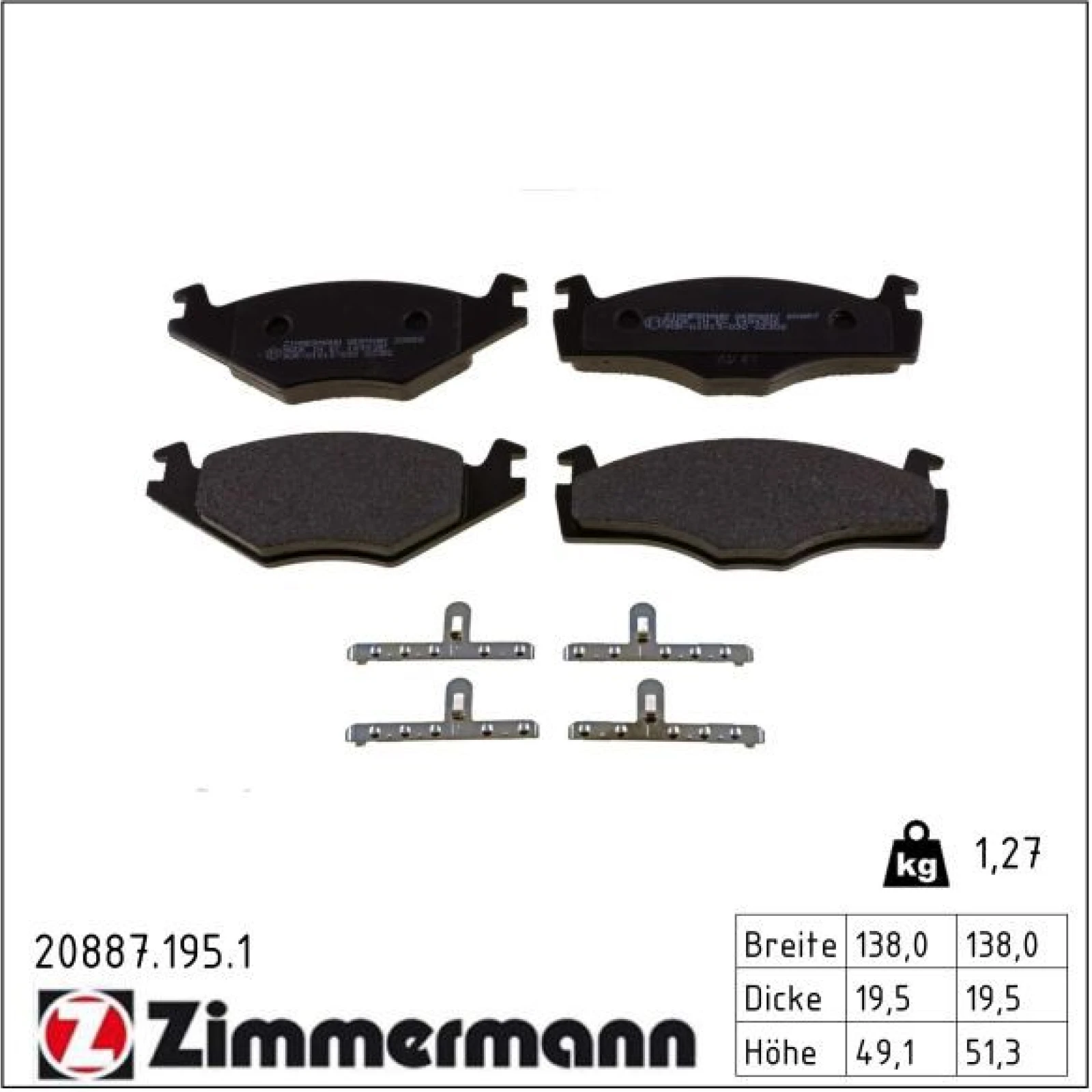 ZIMMERMANN Bremsbeläge 20887.195.1