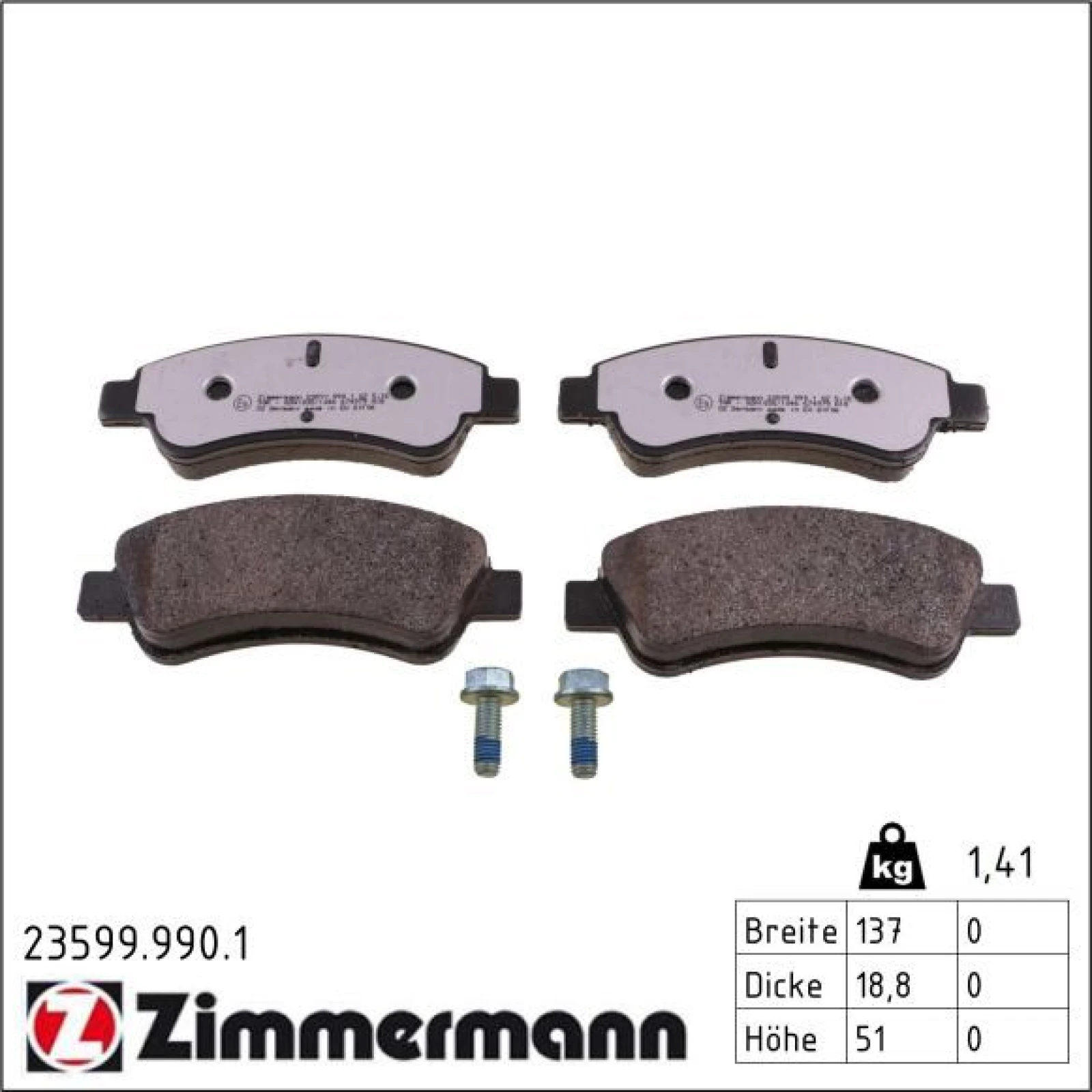 ZIMMERMANN Bremsbeläge 23599.990.1