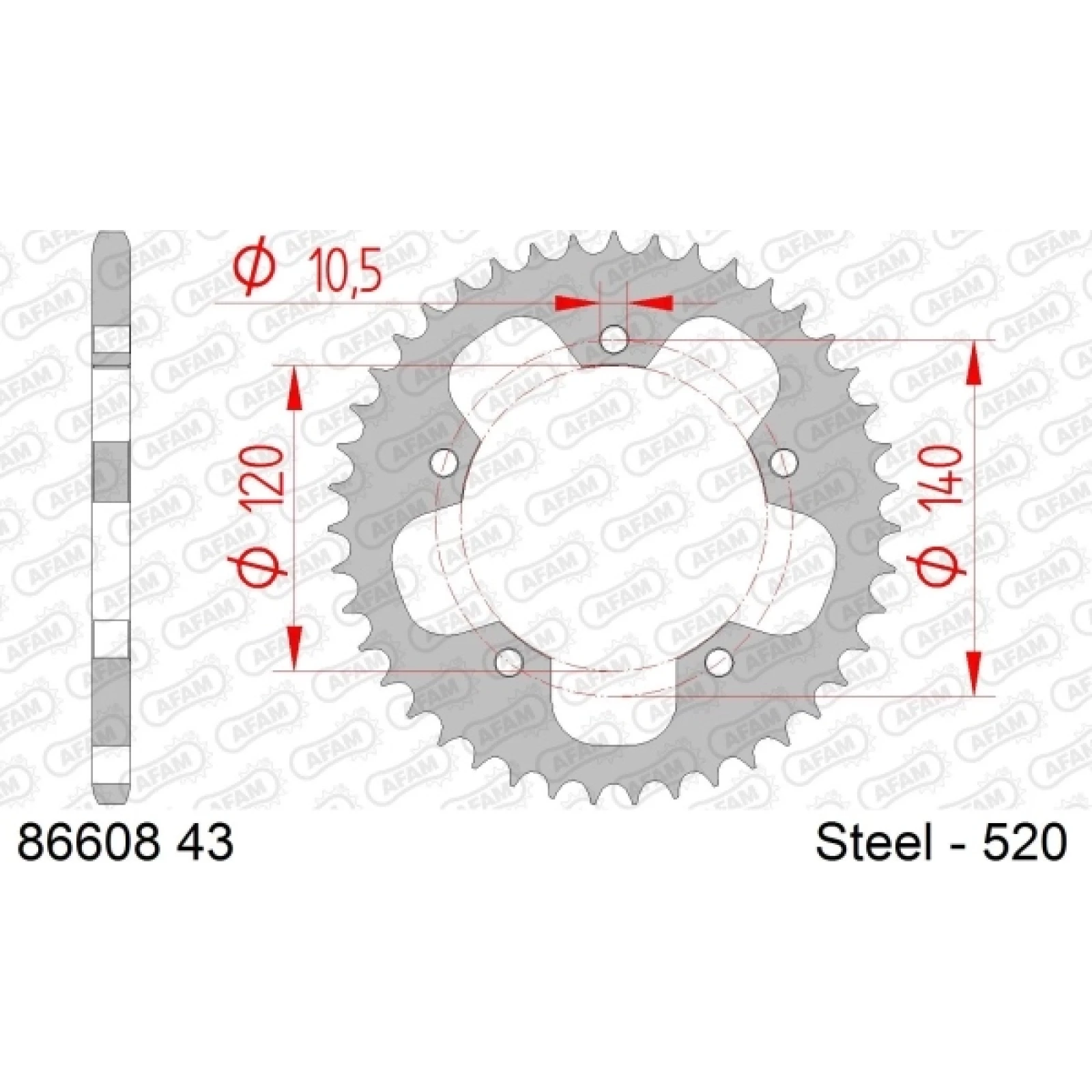 AFAM Kettenrad STAHL 86608-43