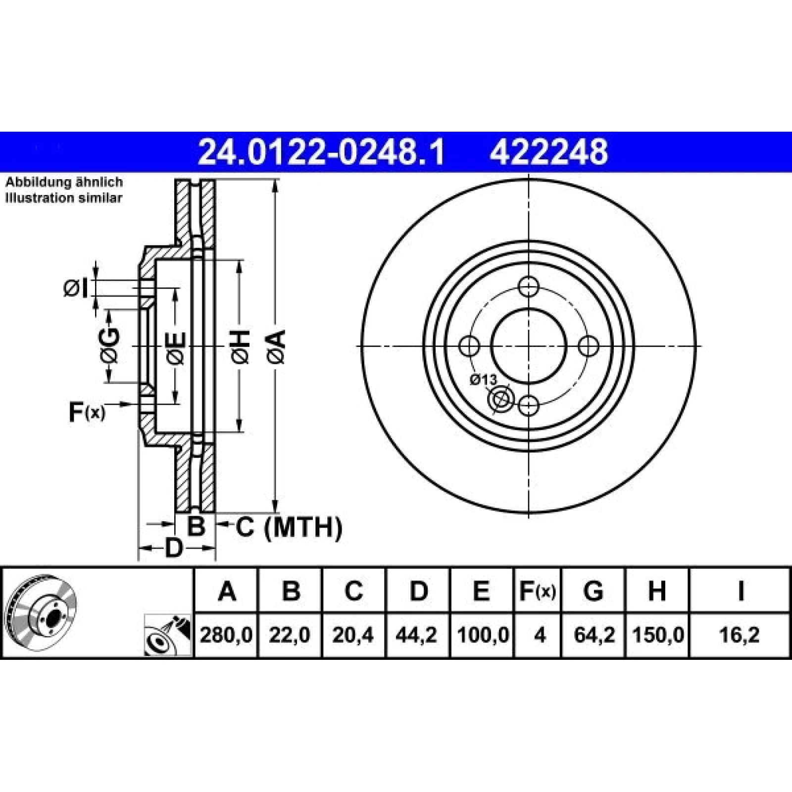 Bremsscheibe Mini P. Cooper 06 24.0122-0248.1