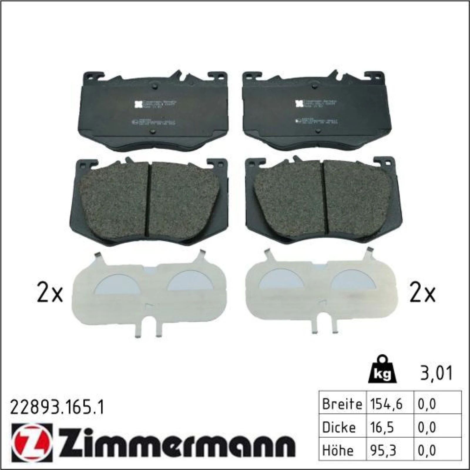 ZIMMERMANN Bremsbelagsatz, Scheibenbremse 22893.165.1