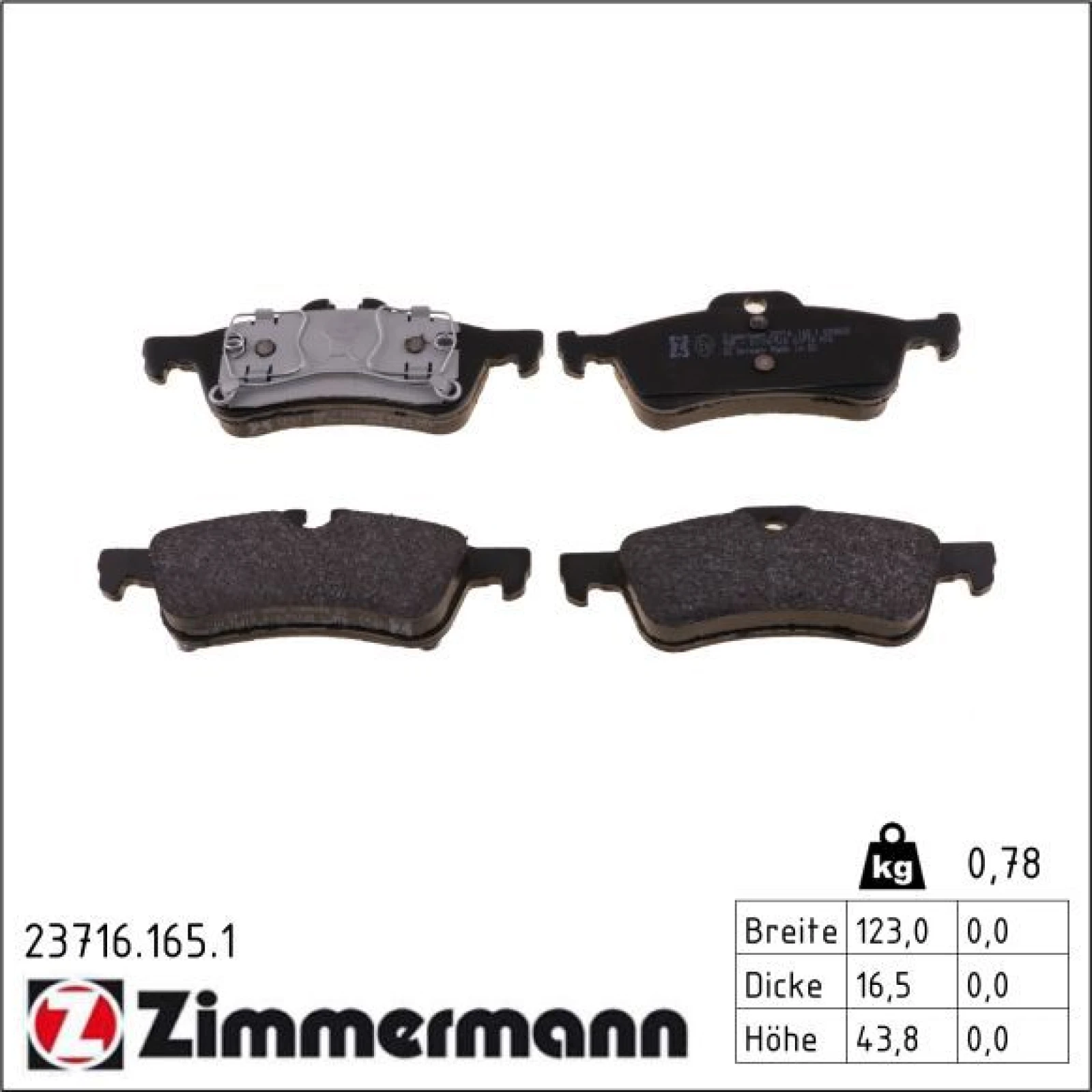 ZIMMERMANN Bremsbeläge 23716.165.1