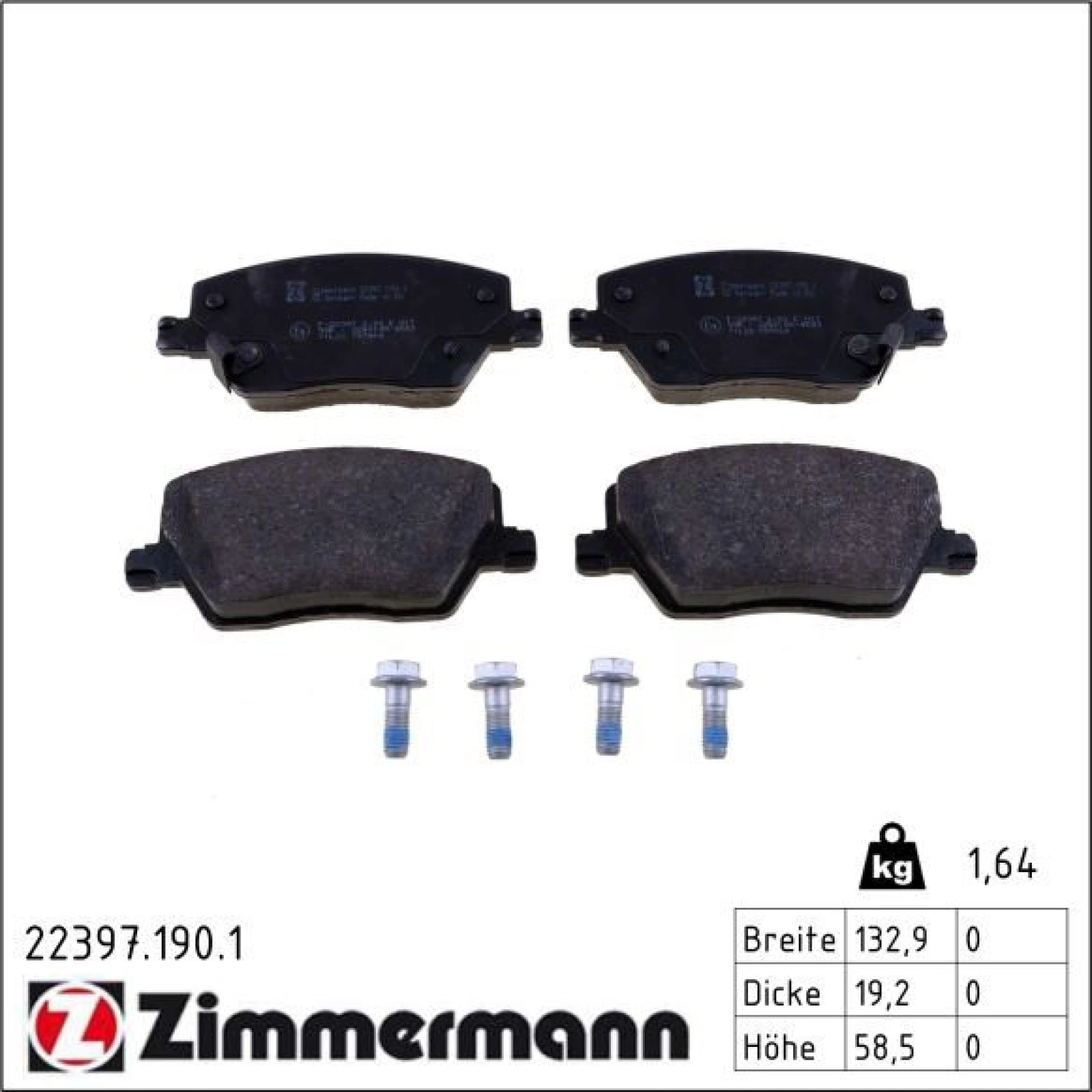 ZIMMERMANN Bremsbeläge 22397.190.1