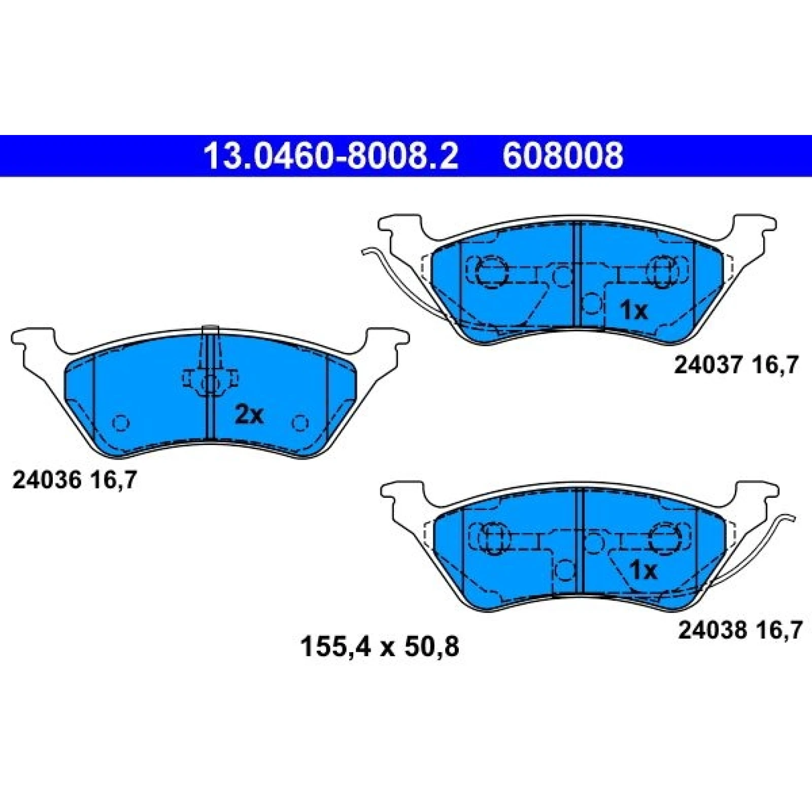 Bremsbelagsatz Chrysler T. Voyager 2,4-3,8 00-08 13.0460-8008.2