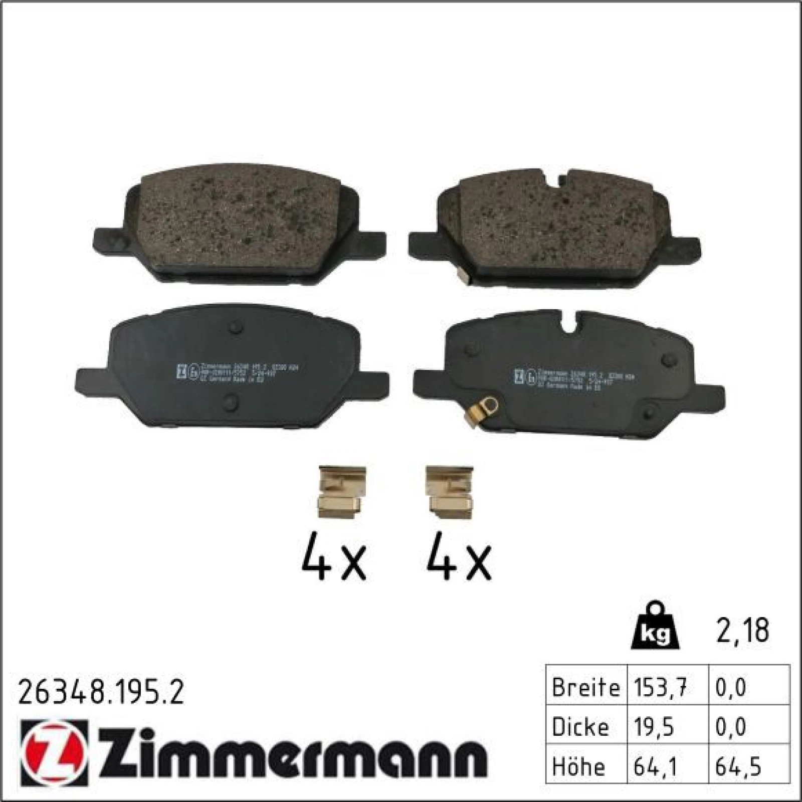 ZIMMERMANN Bremsbelagsatz, Scheibenbremse 26348.195.2