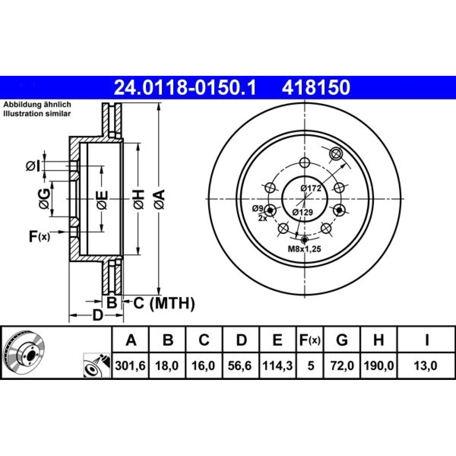 Bremsscheibe Mazda T. Cx-7 2.3 Turbo 07-13 24.0118-0150.1