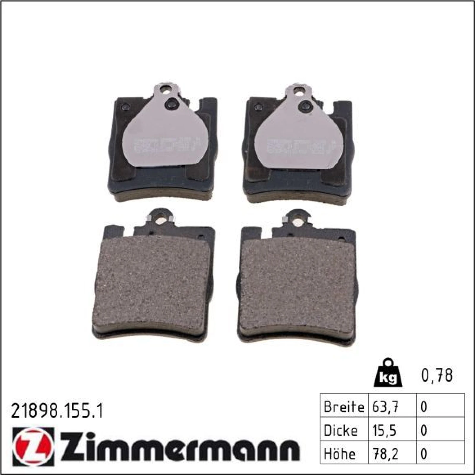ZIMMERMANN Bremsbeläge 21898.155.1