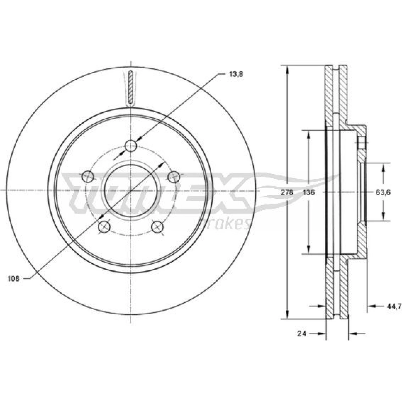 TOMEX brakes Bremsscheibe TX 72-27