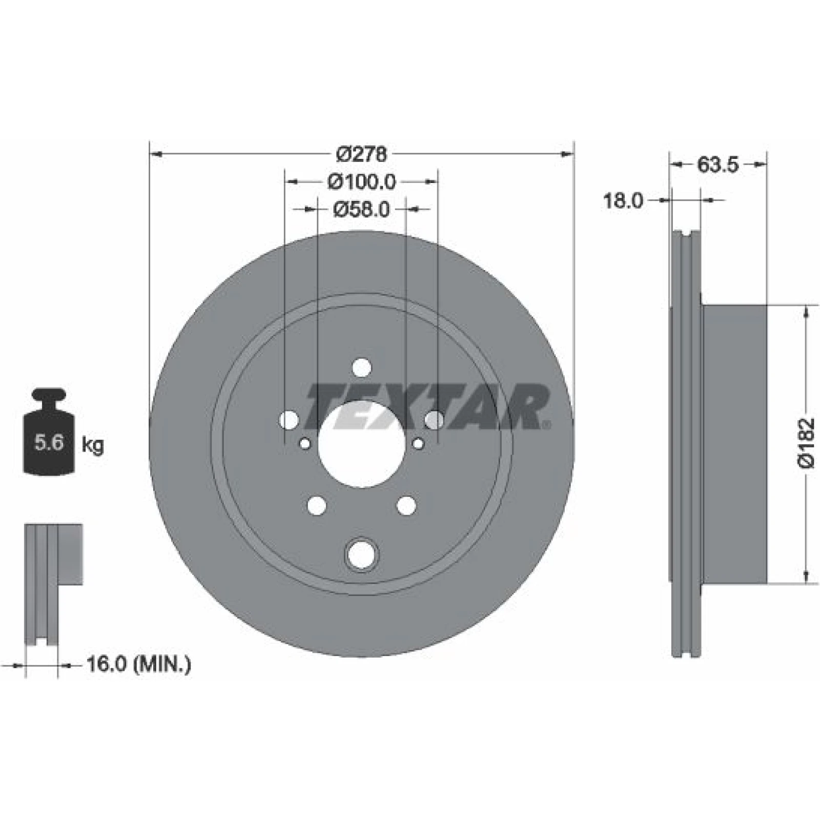 Textar Bremsscheibe Subaru T. Forester 2.0 13 92278503