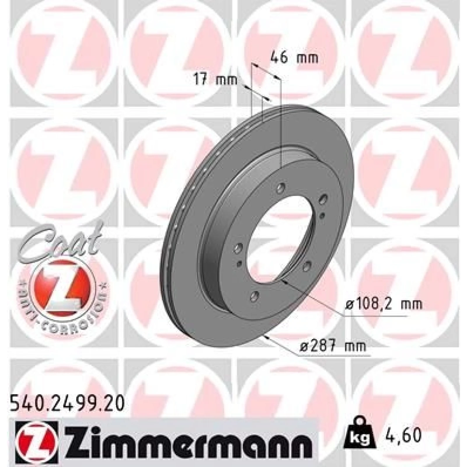 ZIMMERMANN Bremsscheibe 540.2499.20