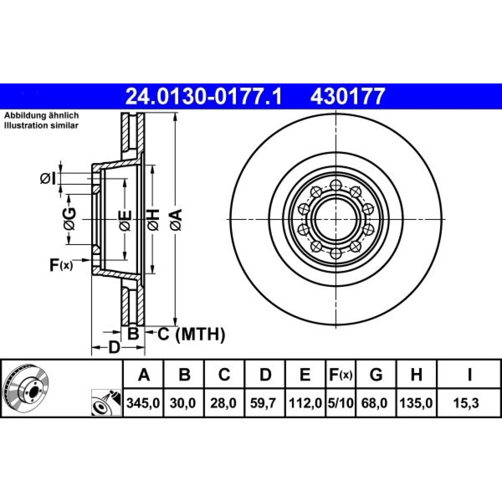 Bremsscheibe Audi S. A8 4.2 Quattro 99-02 24.0130-0177.1