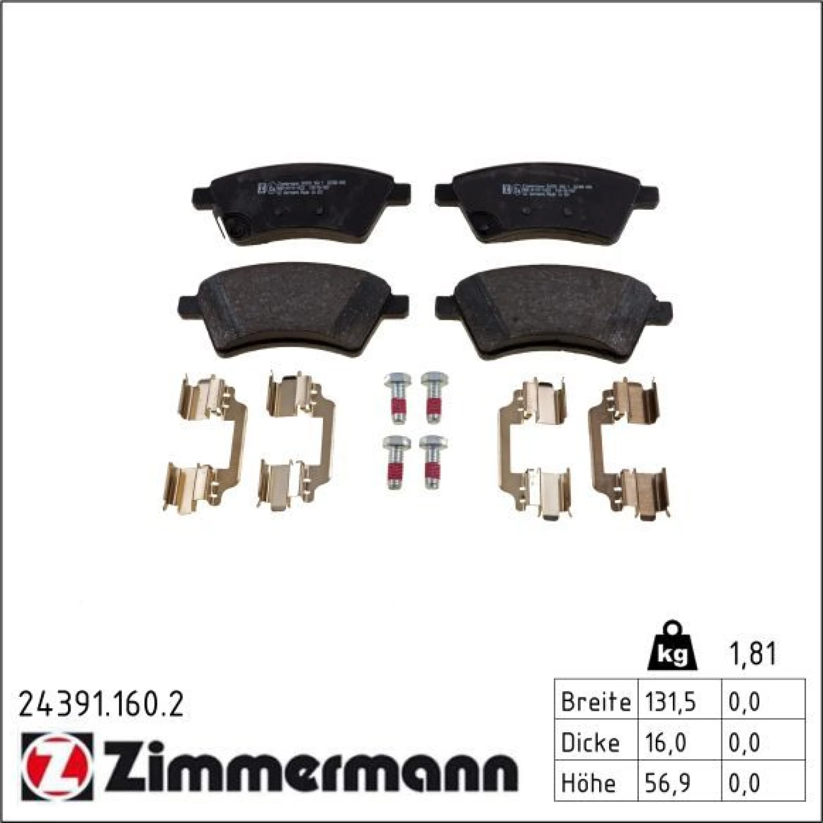 ZIMMERMANN Bremsbeläge 24391.160.2