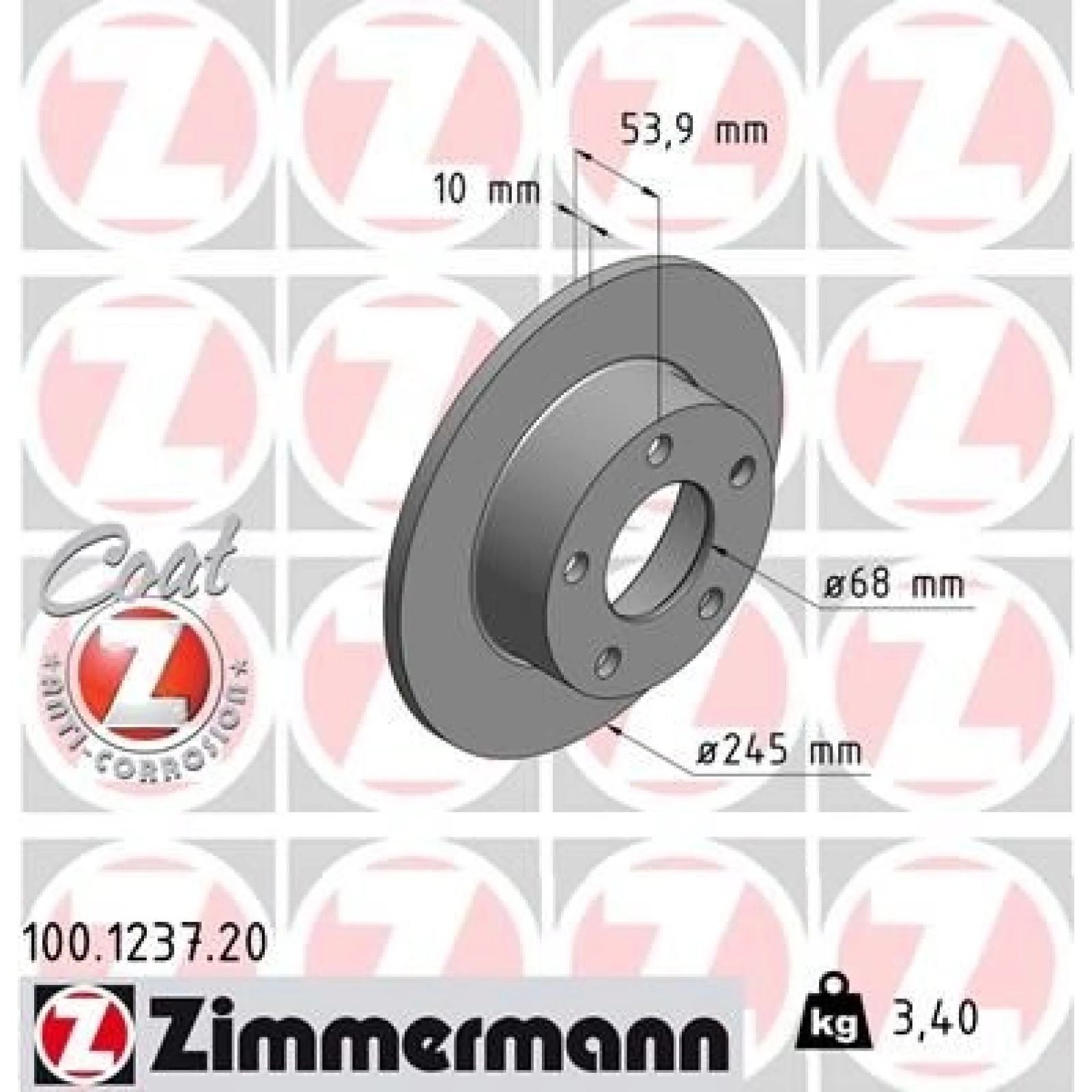 ZIMMERMANN Bremsscheibe 100.1237.20