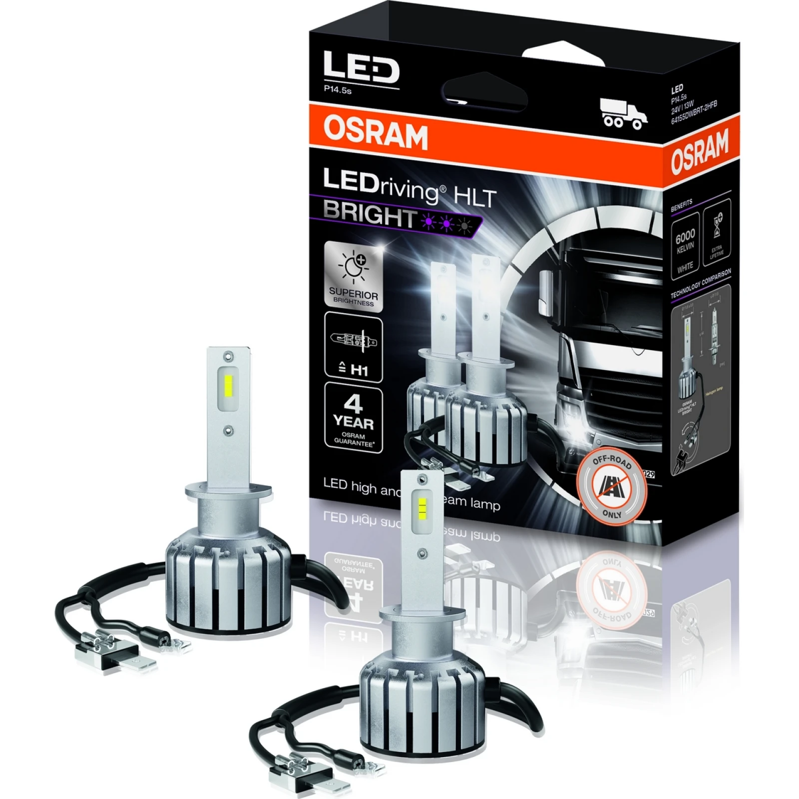 H1 OSRAM HLT BRIGHT LED 64155DWBRT-2HFB