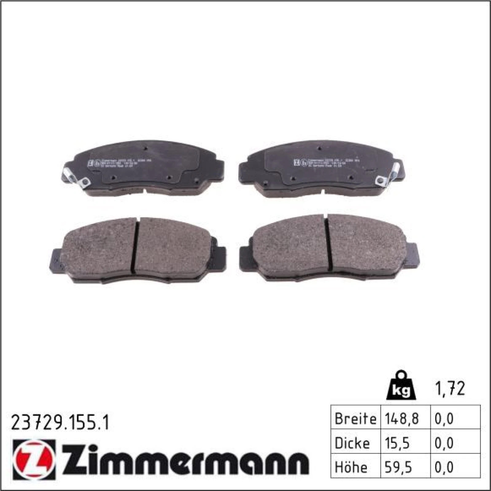 ZIMMERMANN Bremsbeläge 23729.155.1