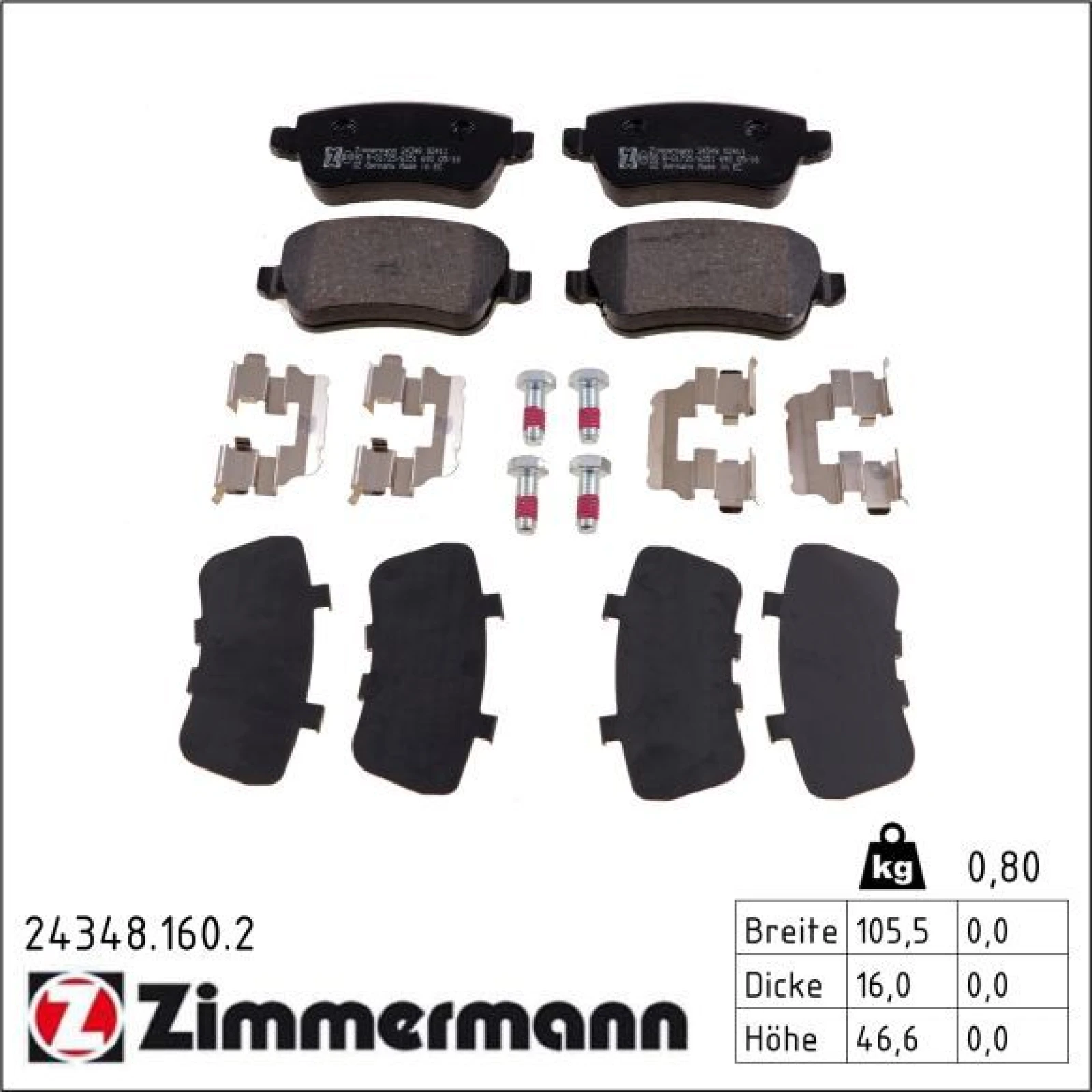 ZIMMERMANN Bremsbeläge 24348.160.2