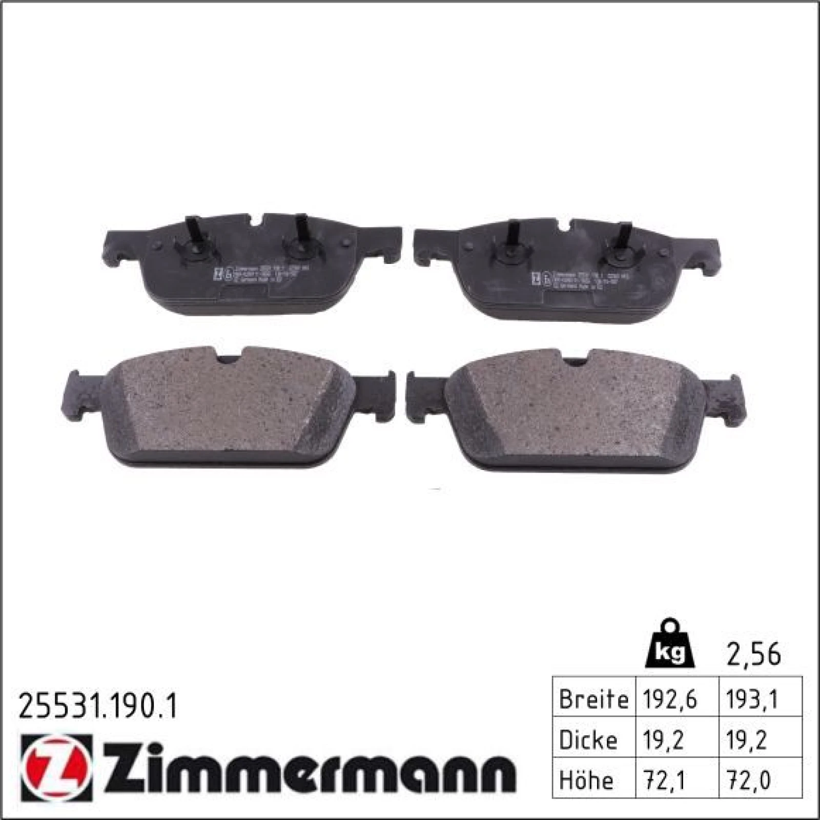 ZIMMERMANN Bremsbeläge 25531.190.1