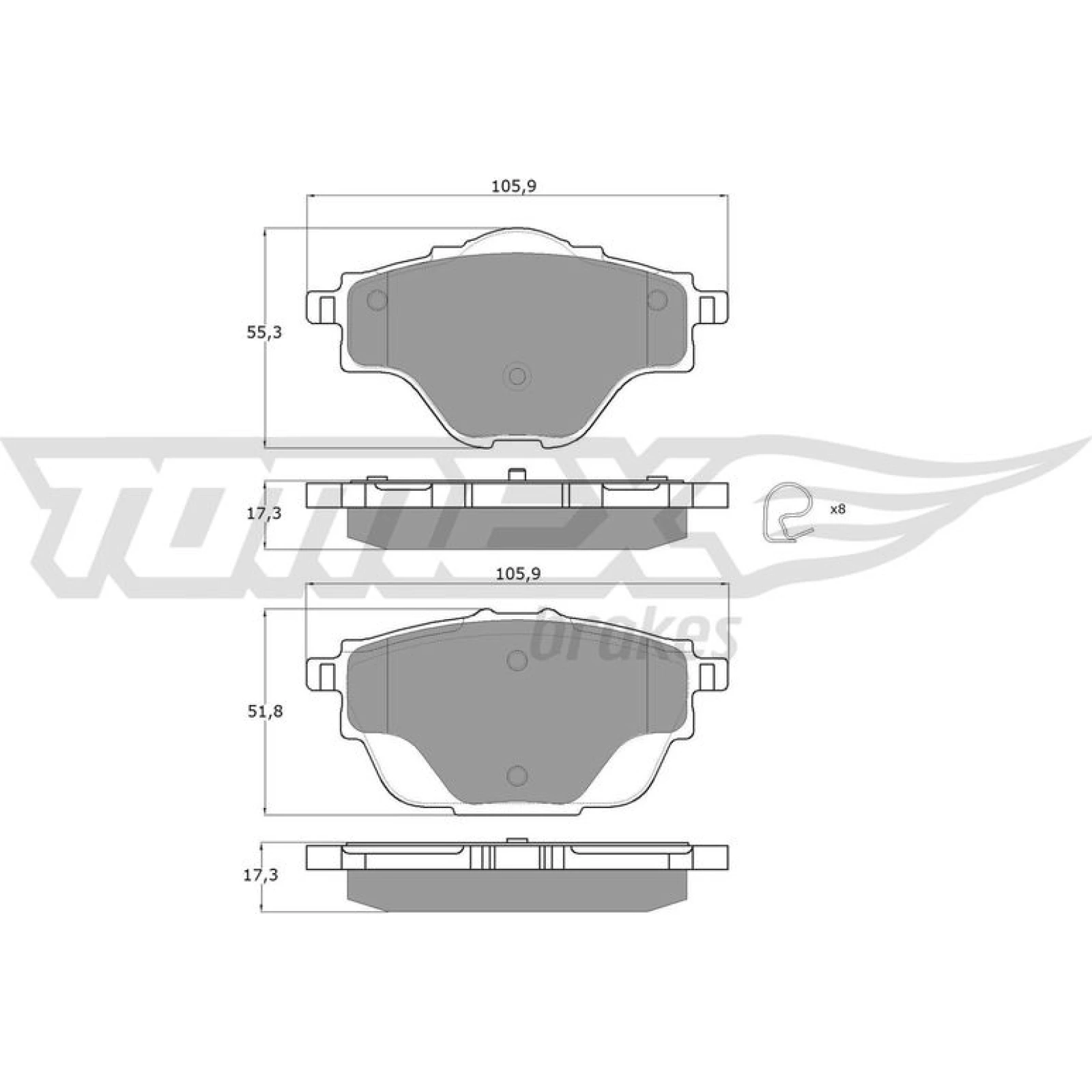 TOMEX brakes Bremsbelagsatz, Scheibenbremse TX 18-37