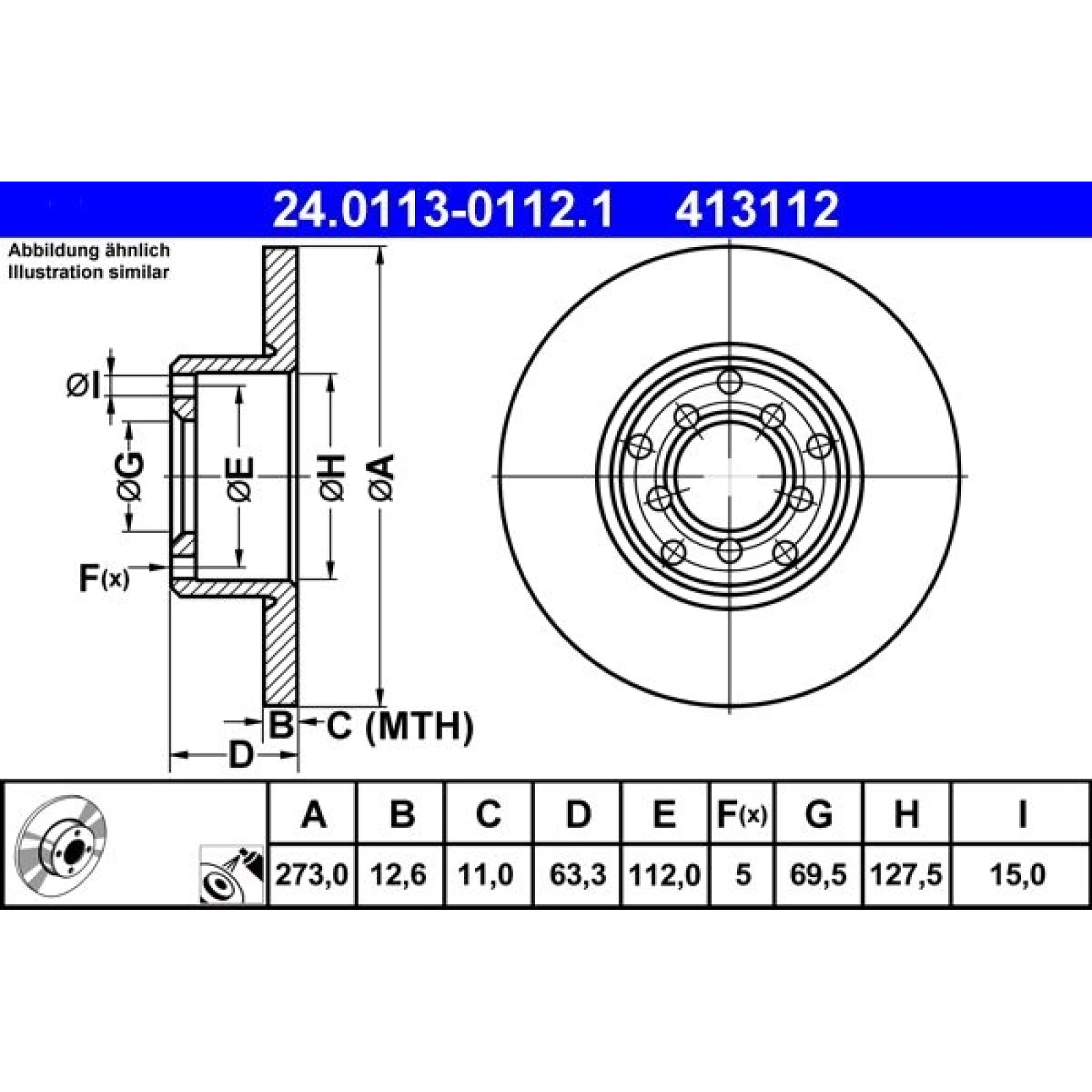 Bremsscheibe Db T. W114/W115 68-77 24.0113-0112.1