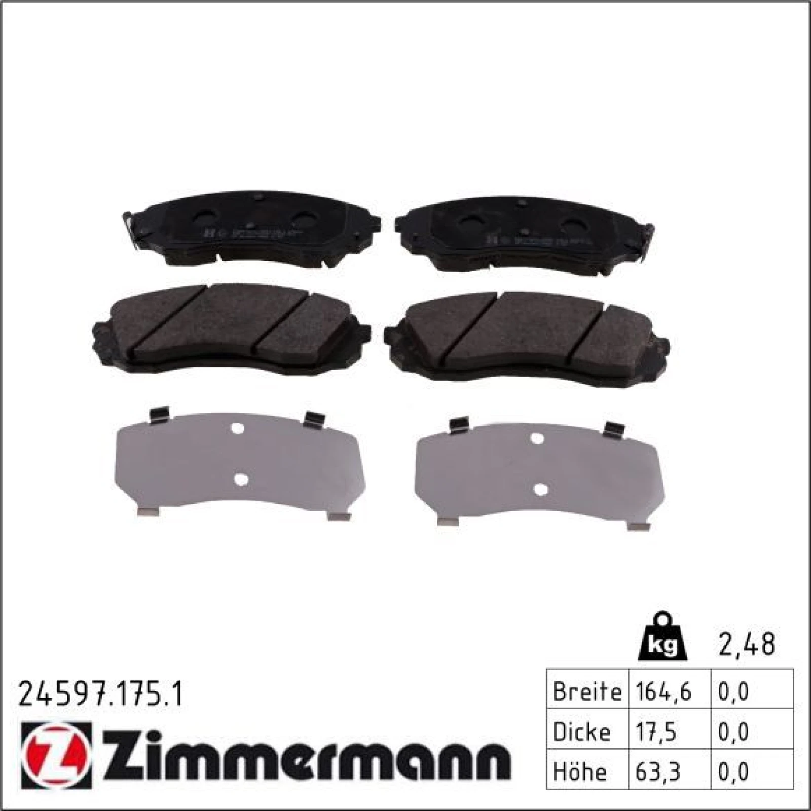 ZIMMERMANN Bremsbeläge 24597.175.1