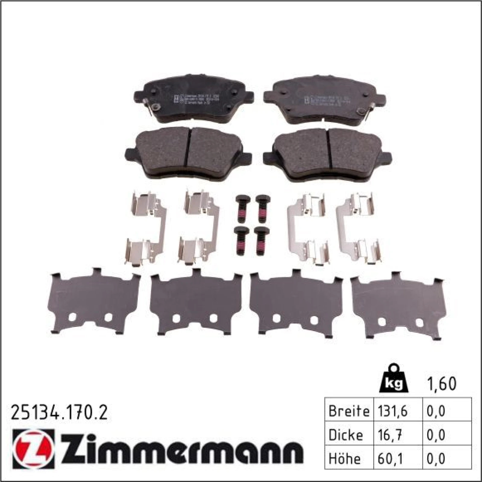 ZIMMERMANN Bremsbeläge 25134.170.2