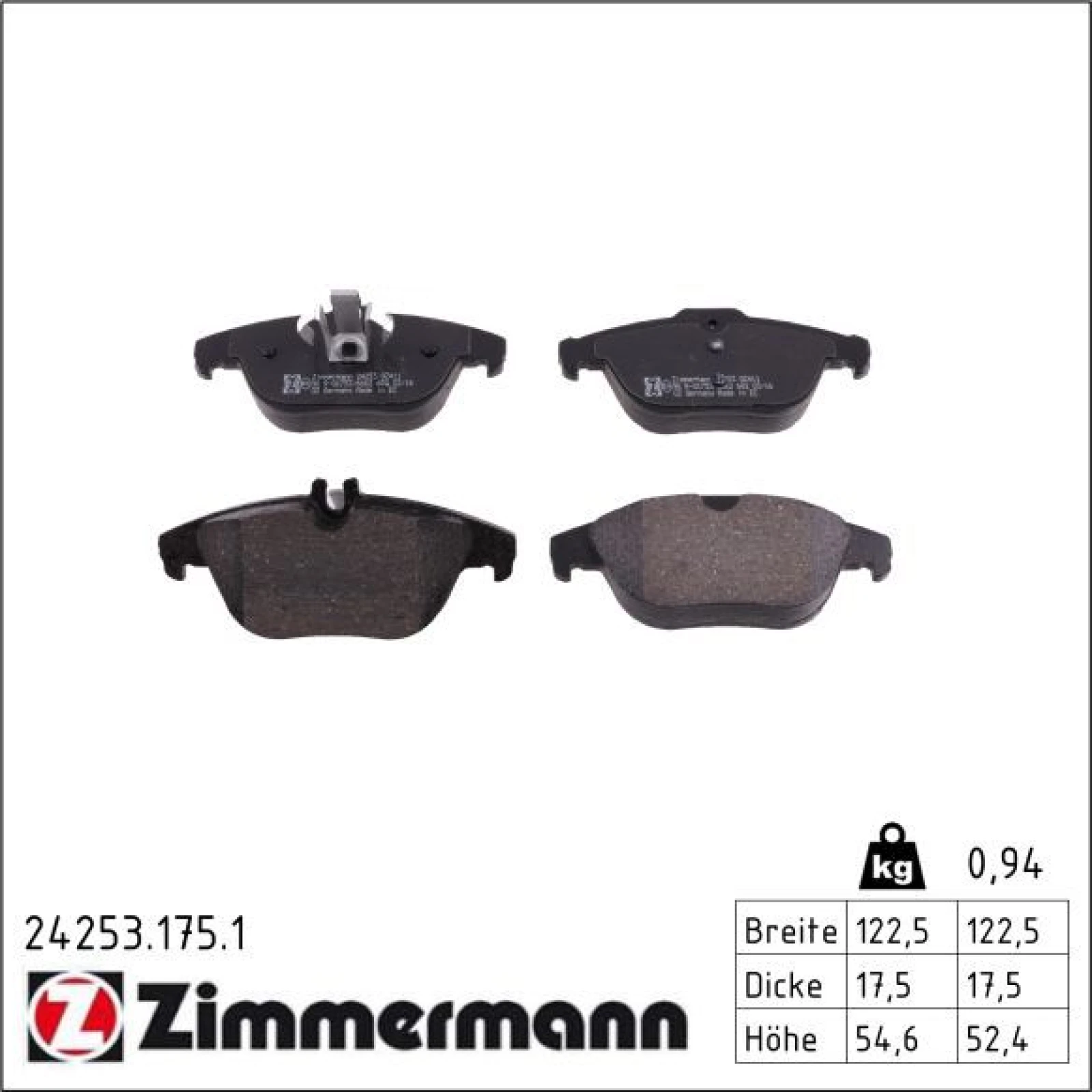 ZIMMERMANN Bremsbeläge 24253.175.1