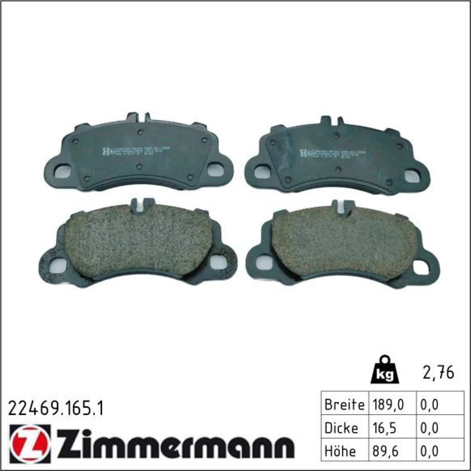 ZIMMERMANN Bremsbelagsatz, Scheibenbremse 22469.165.1