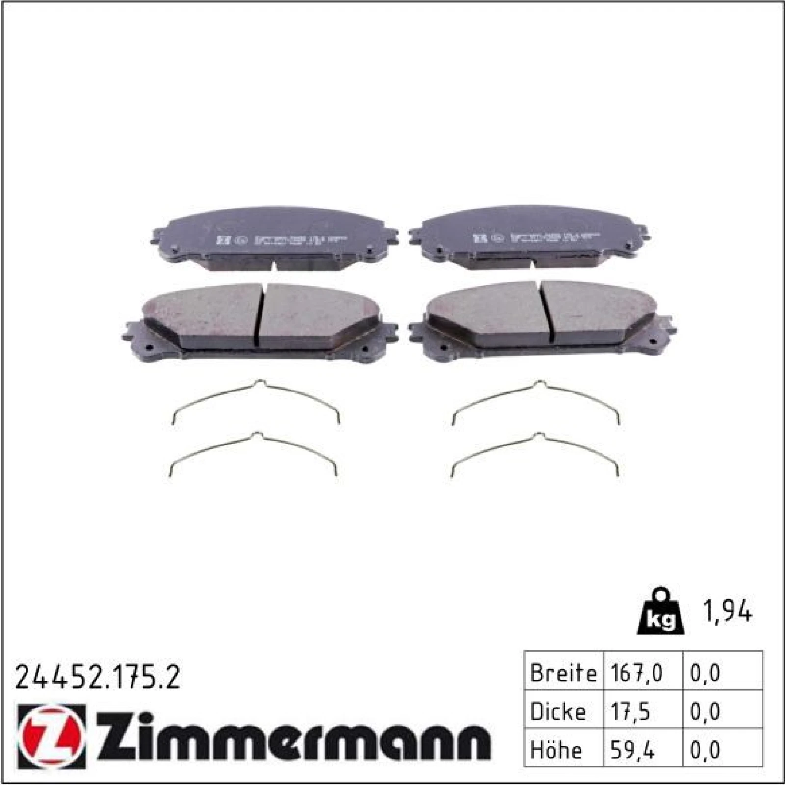 ZIMMERMANN Bremsbeläge 24452.175.2