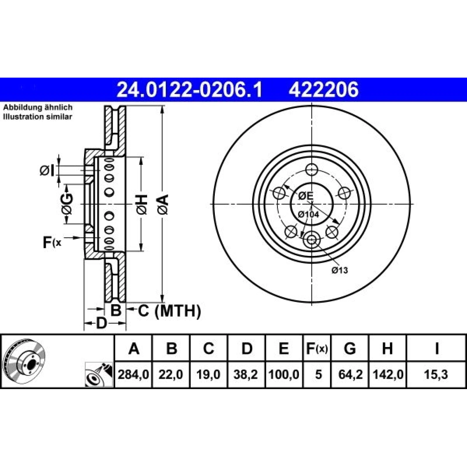 ATE Bremsscheibe 24.0122-0206.1
