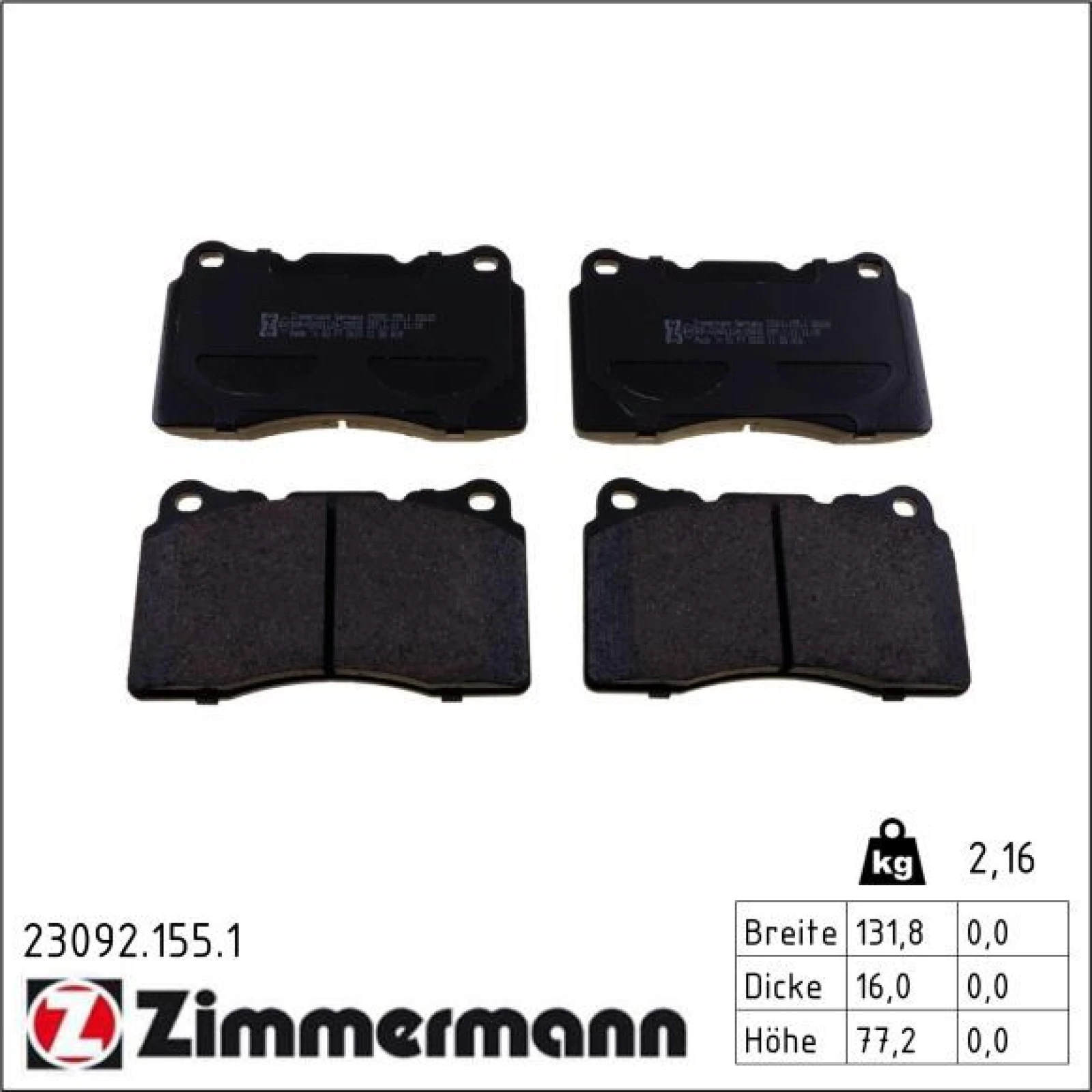 ZIMMERMANN Bremsbeläge 23092.155.1