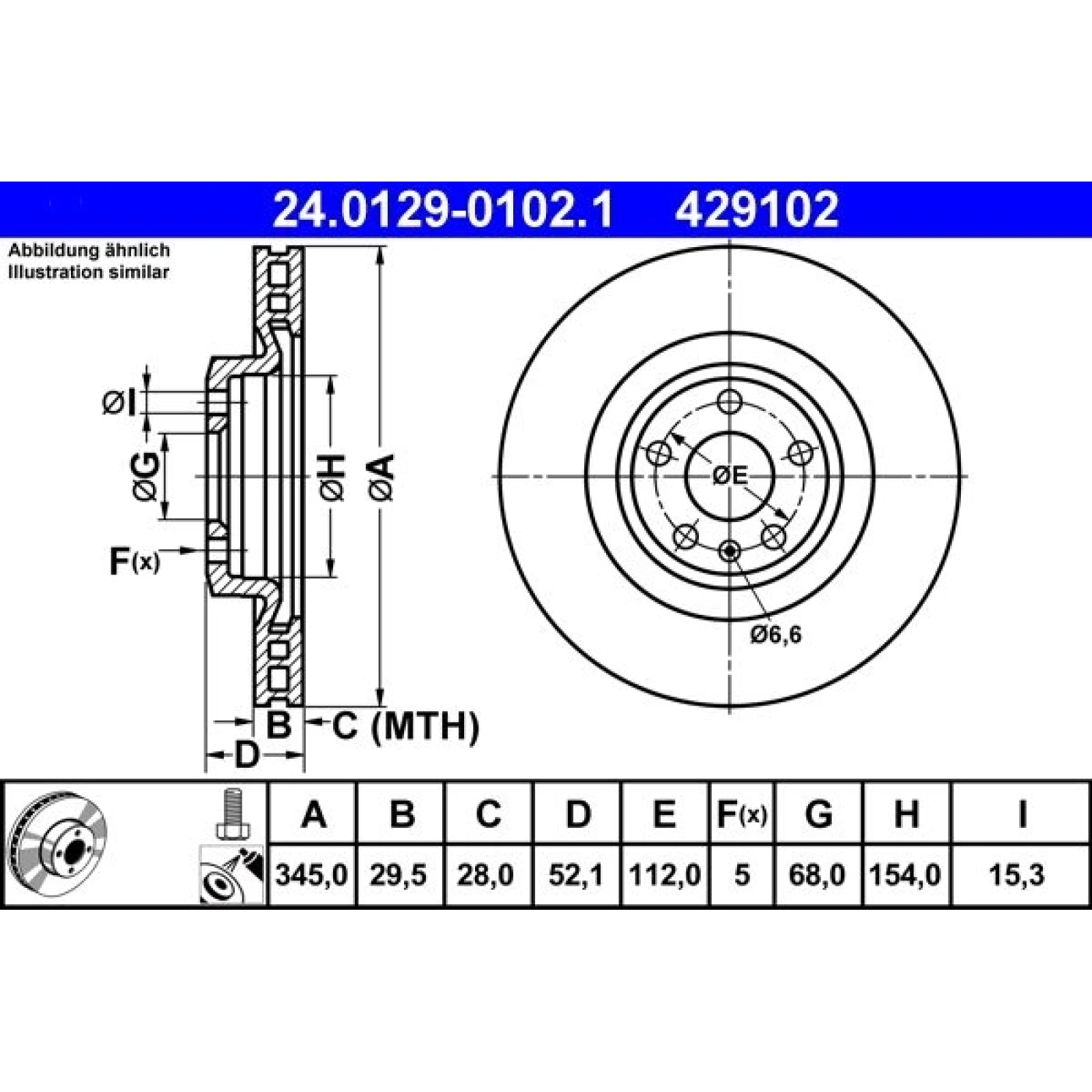 ATE Bremsscheibe Audi S. A4/A5/Q5 08 24.0129-0102.1