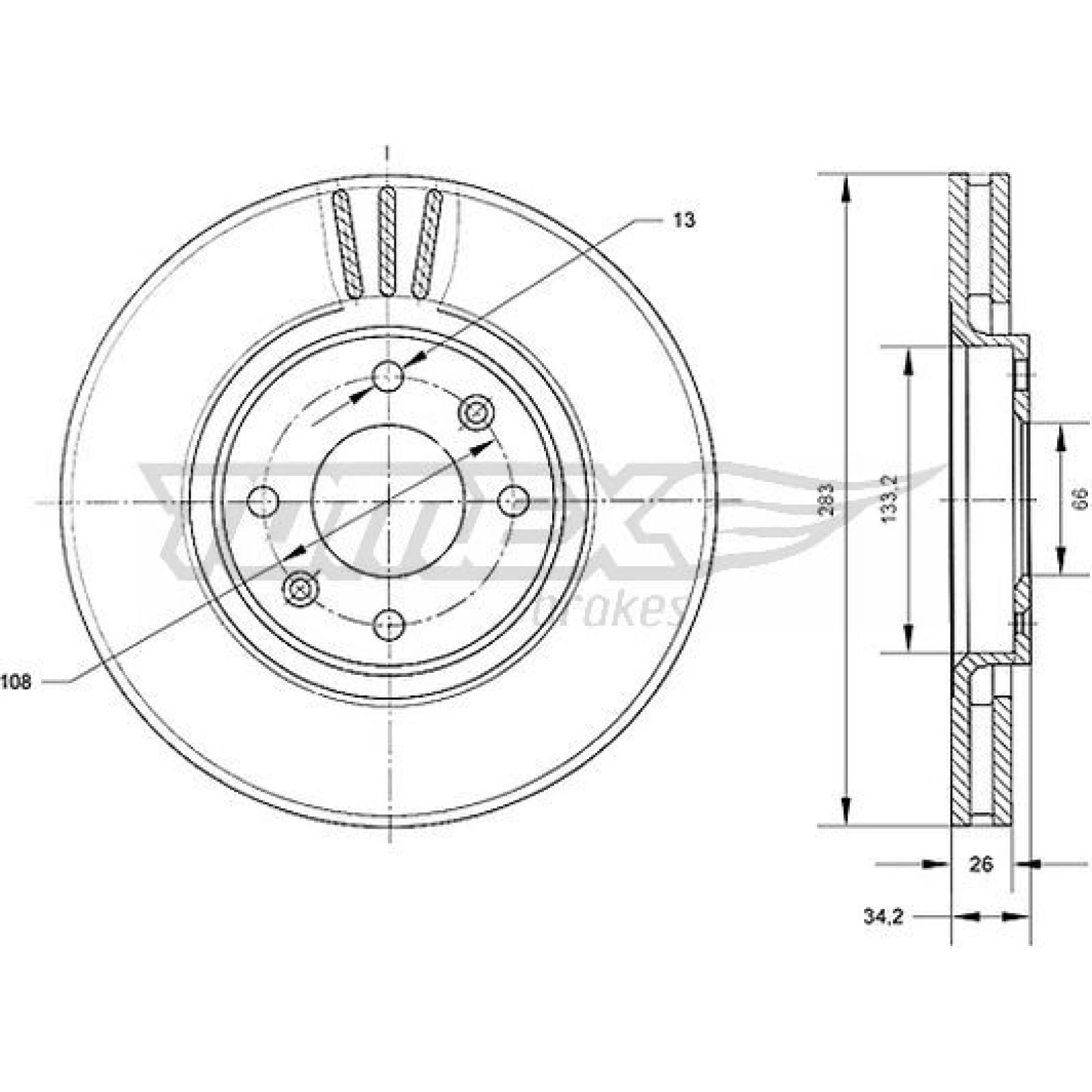 TOMEX brakes Bremsscheibe TX 70-24